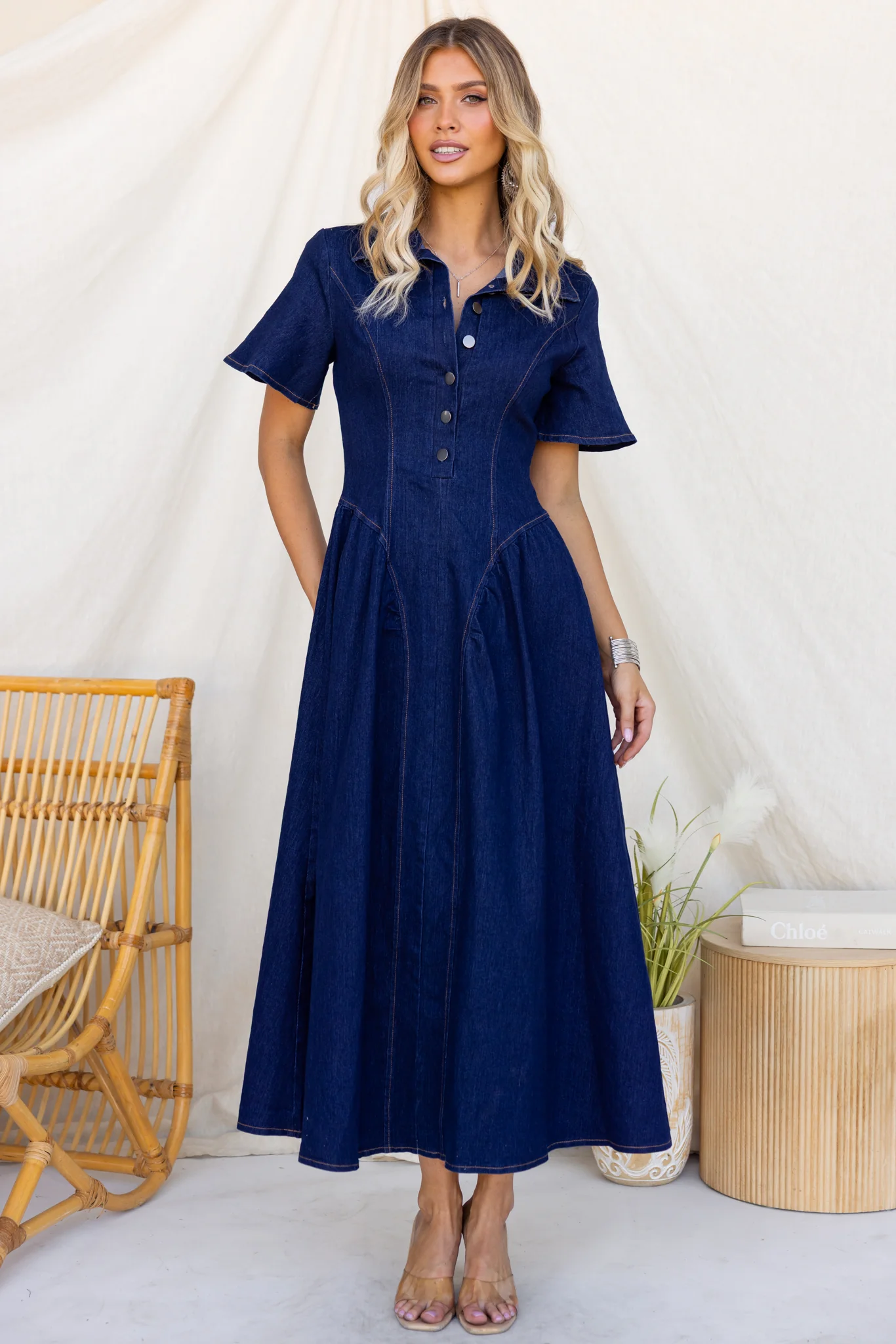 Mara Denim Maxi Dress - Image 4