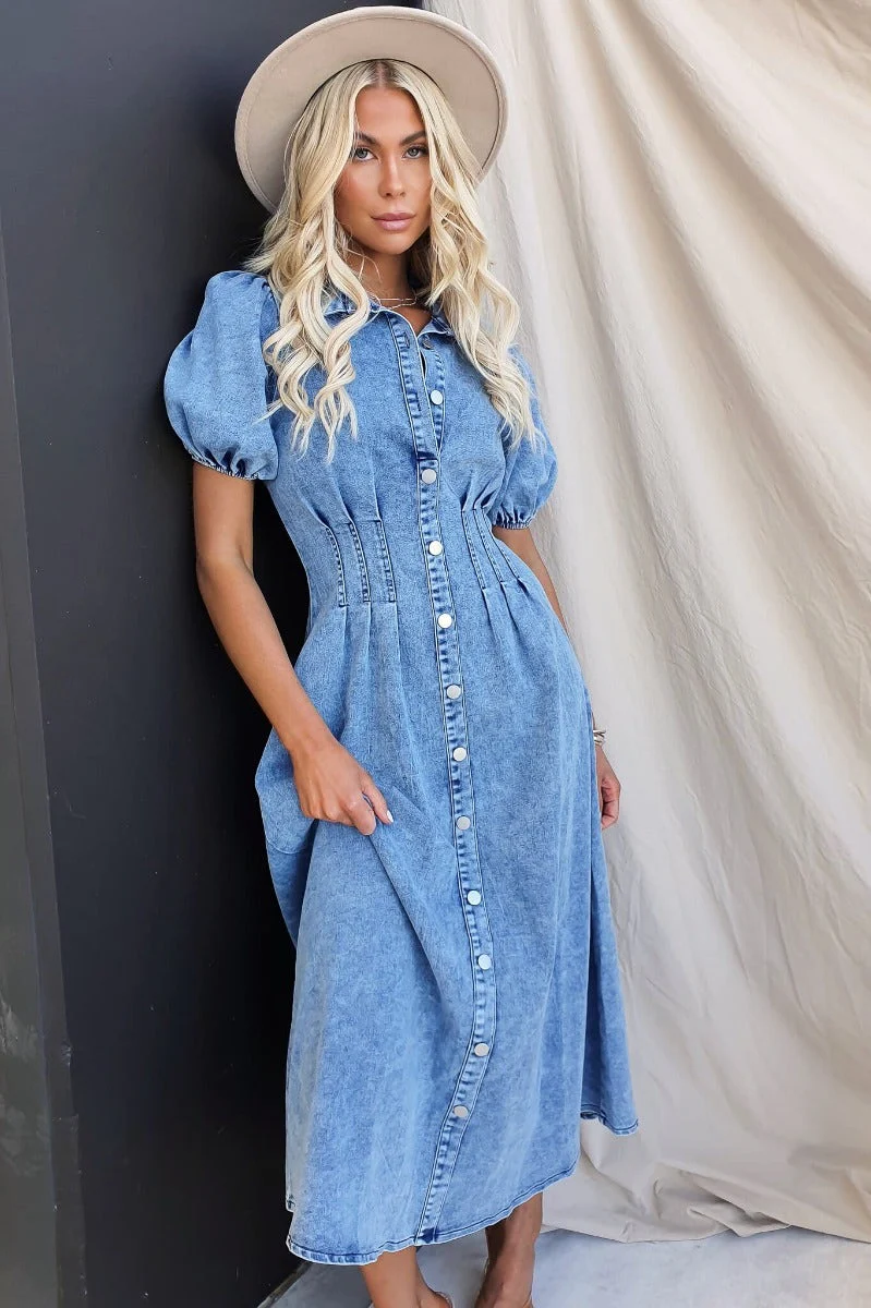 Mara Denim Maxi Dress - Image 2