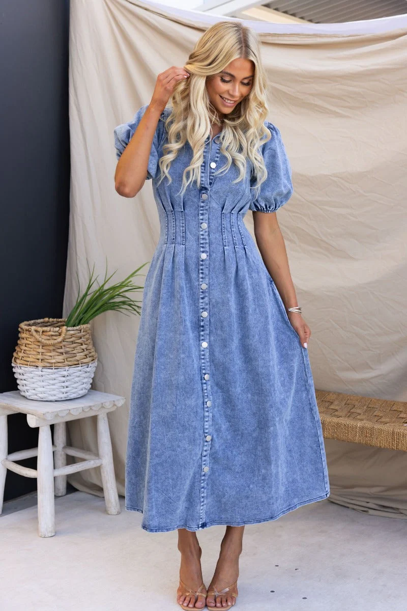 Mara Denim Maxi Dress - Image 3