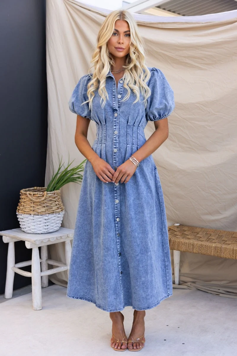 Mara Denim Maxi Dress - Image 4