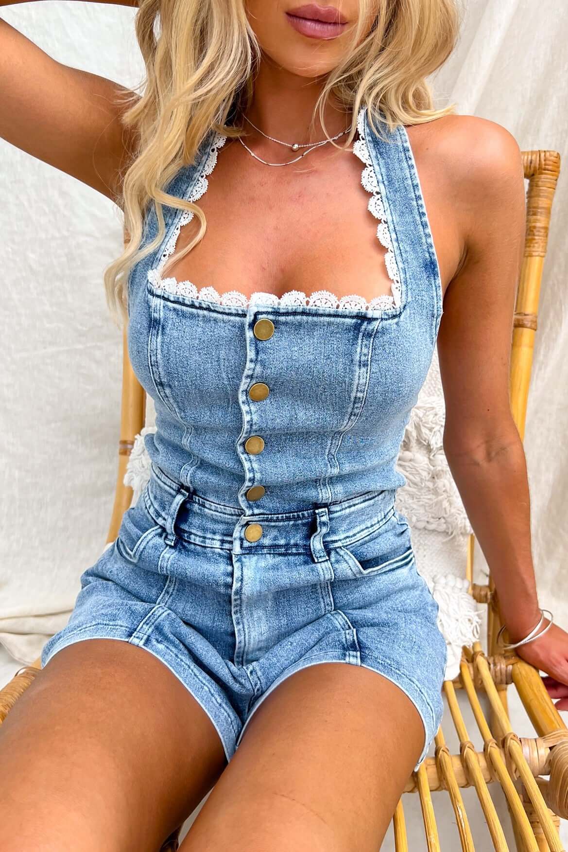 Marina Denim Playsuit - Image 4