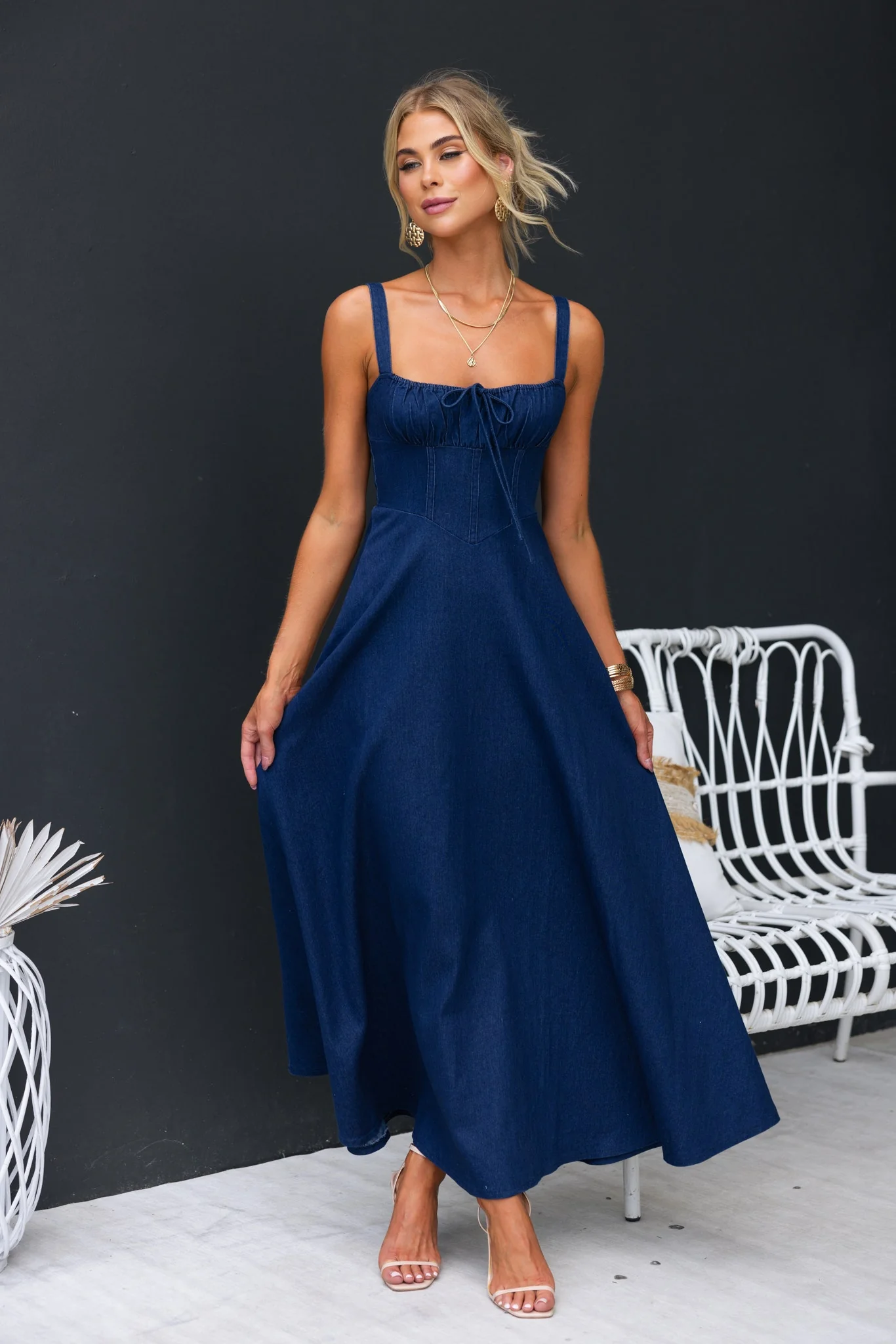 Miller Denim Maxi Dress - Image 3