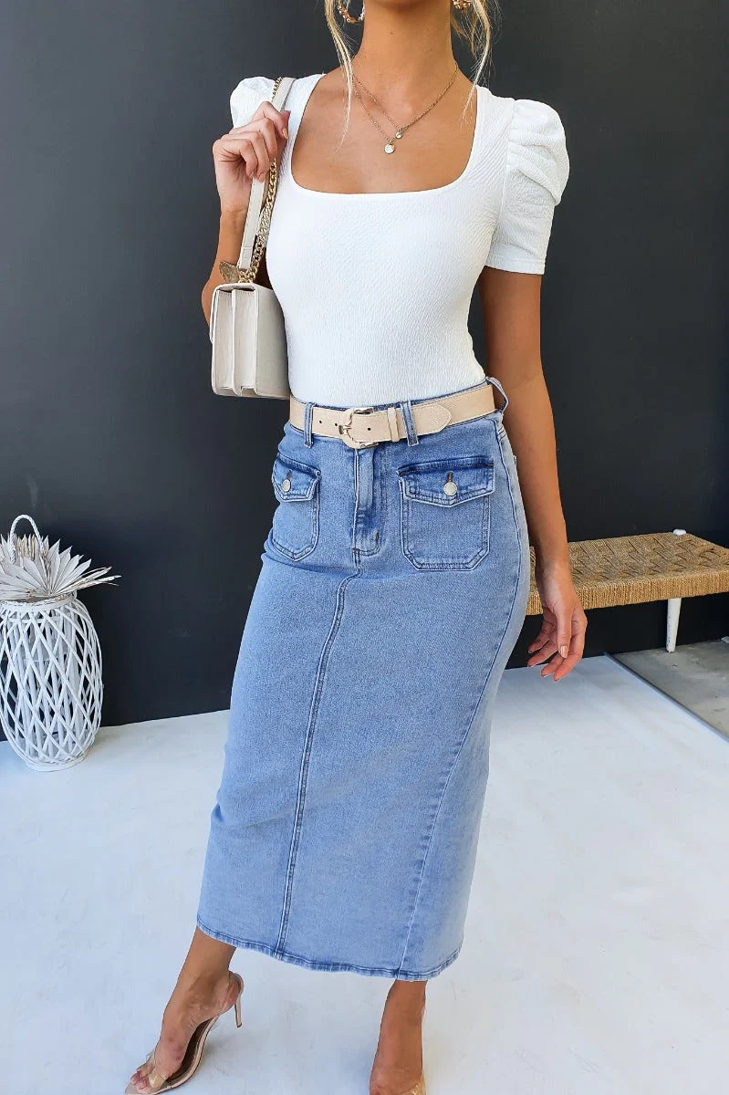 Mora Denim Midi Skirt - Image 2