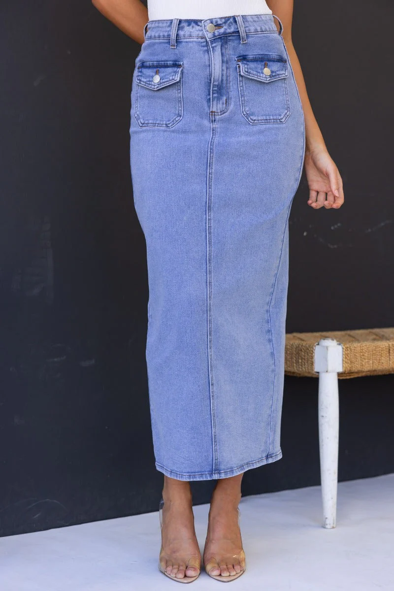 Mora Denim Midi Skirt - Image 3