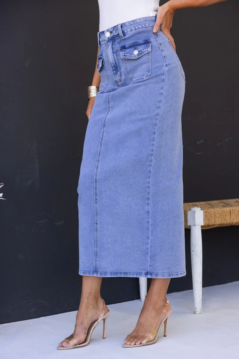 Mora Denim Midi Skirt - Image 4