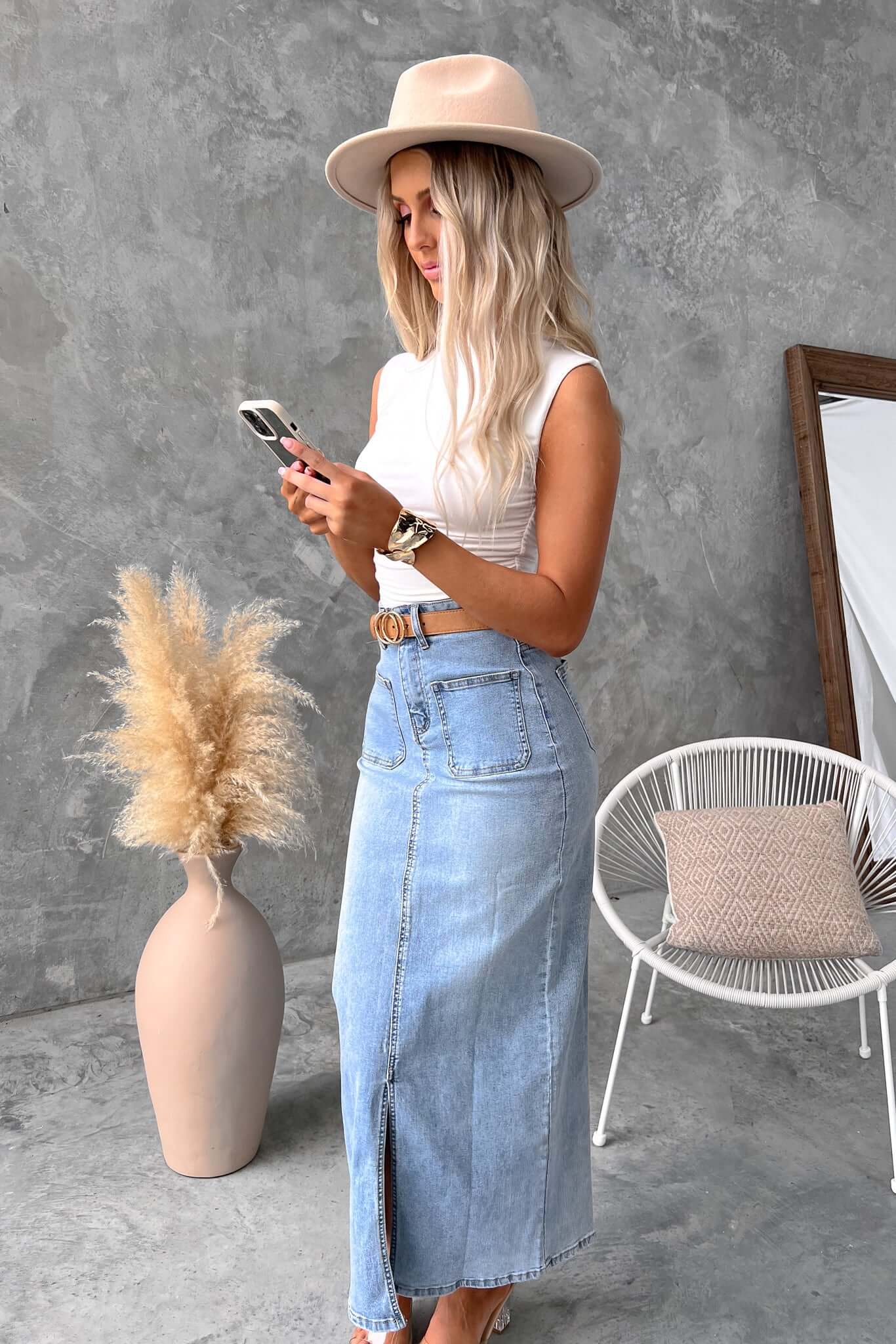 Naomi Denim Maxi Skirt