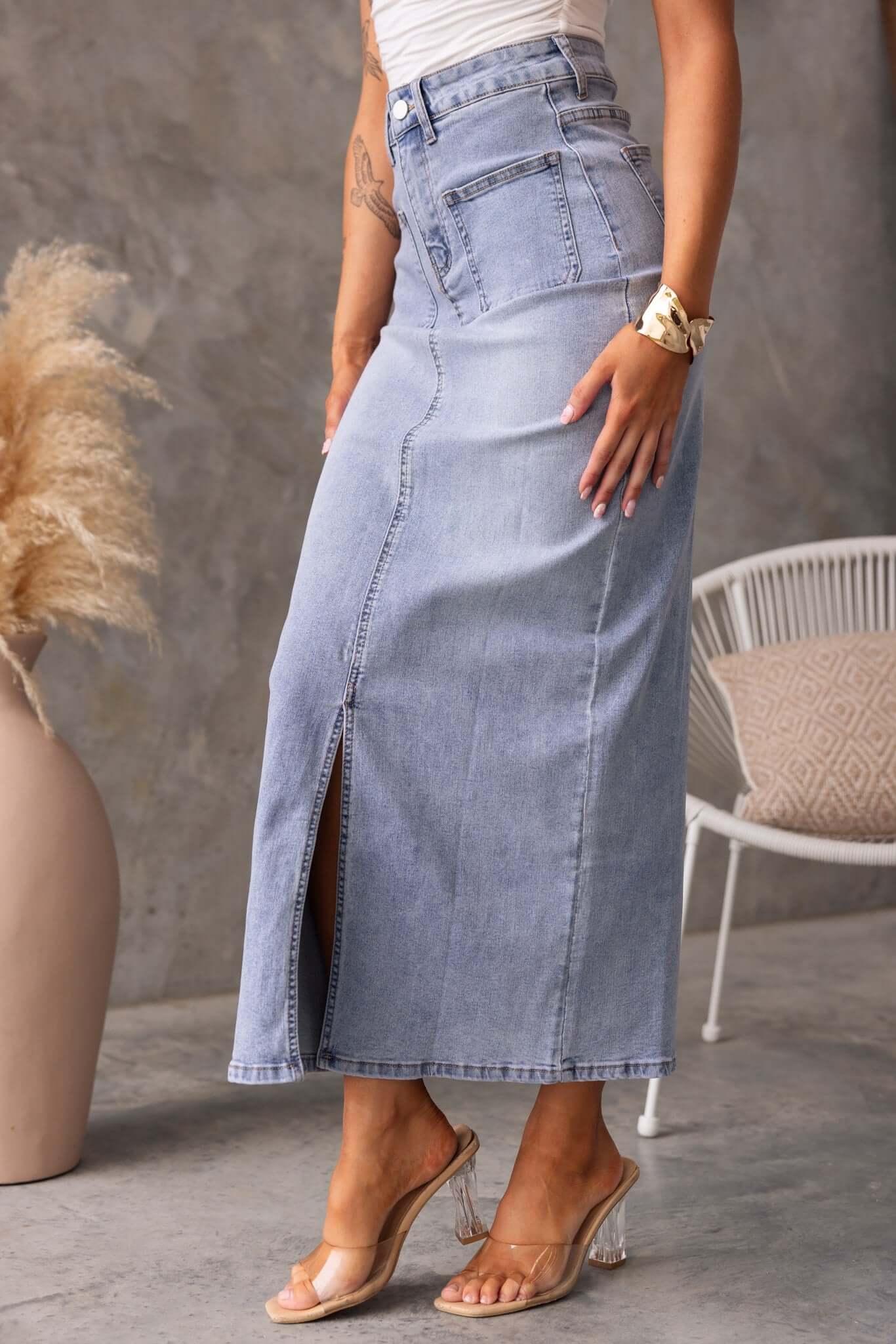 Naomi Denim Maxi Skirt - Image 4