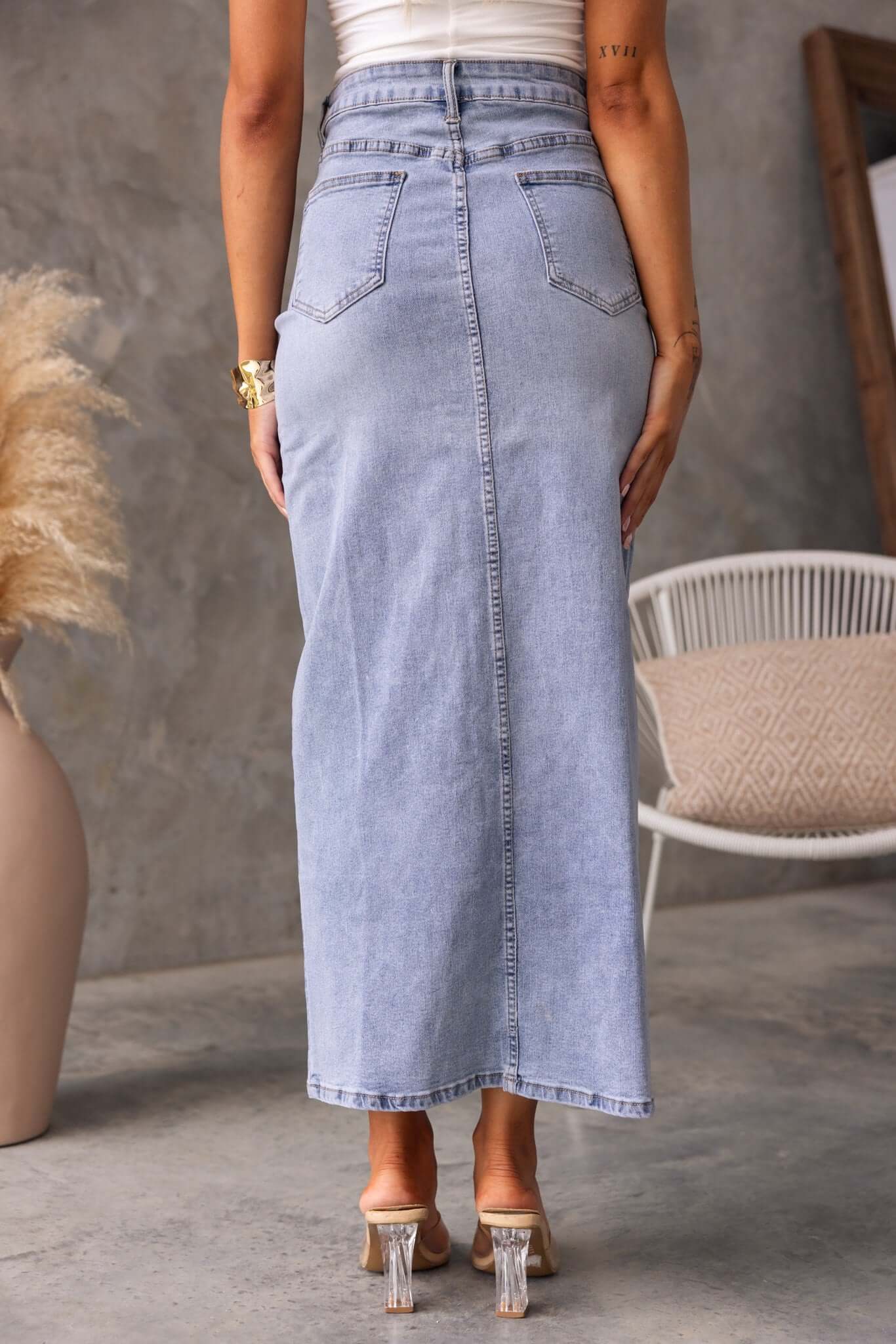Naomi Denim Maxi Skirt - Image 6