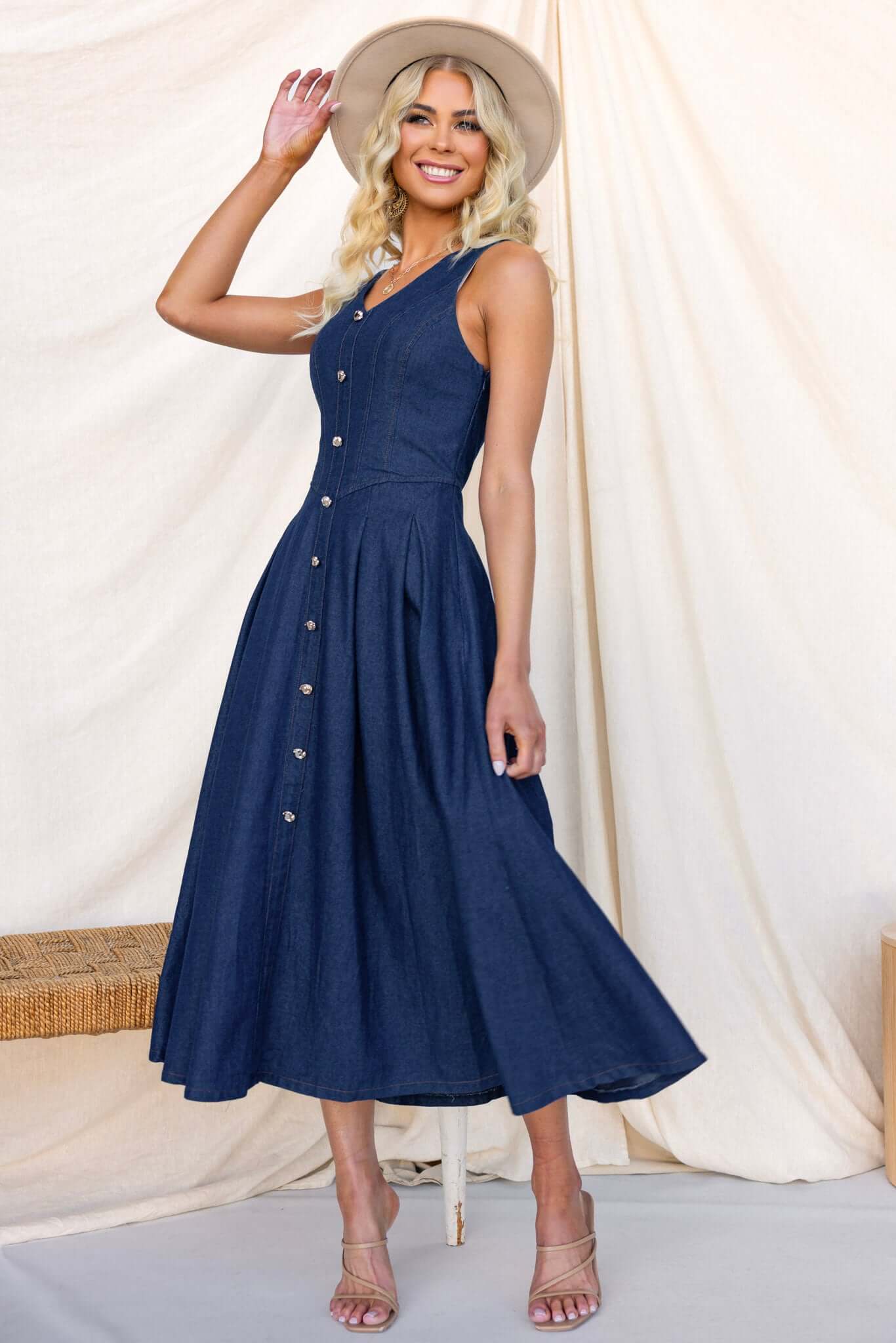 Nottie Denim Midi Dress - Image 3
