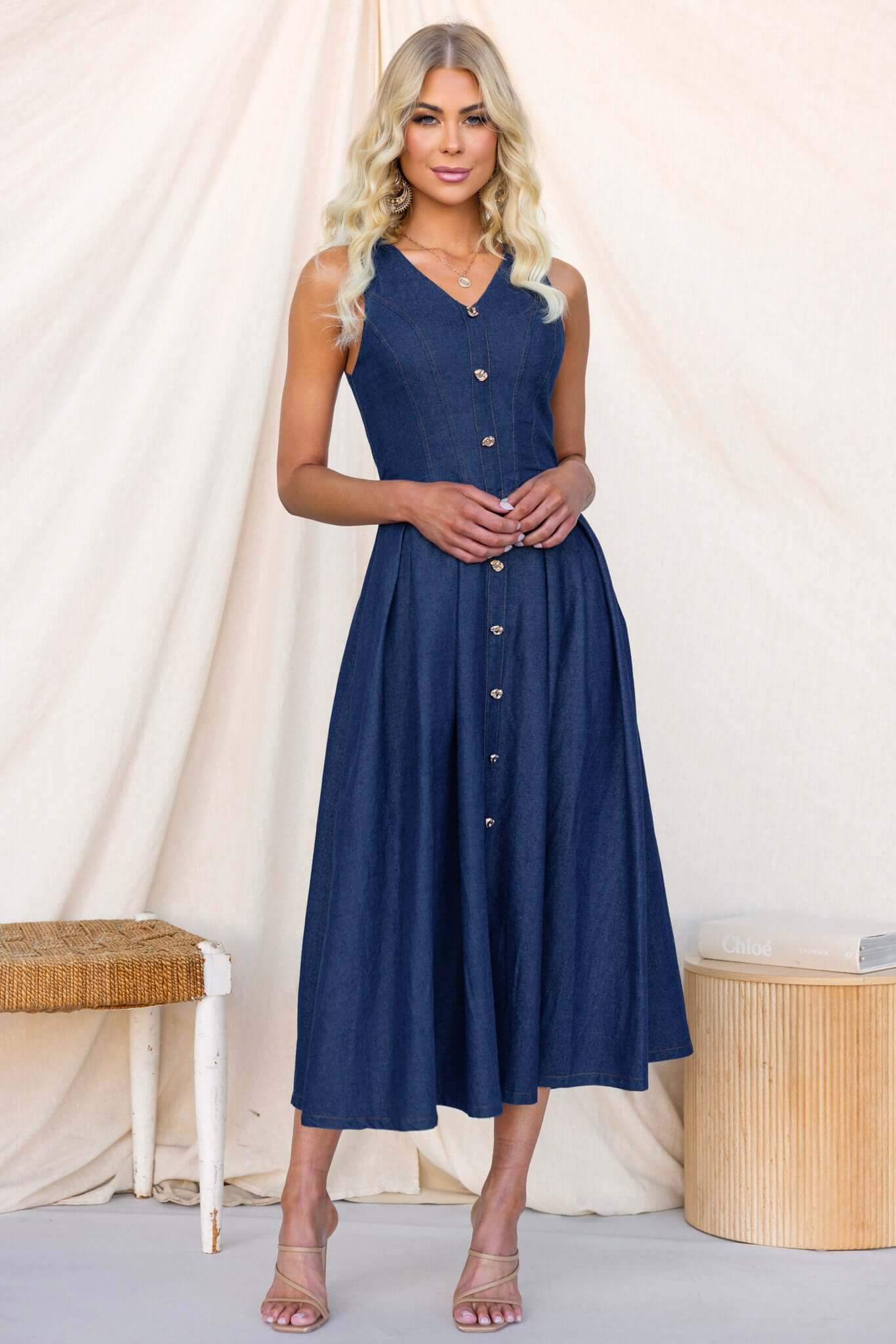 Nottie Denim Midi Dress - Image 4