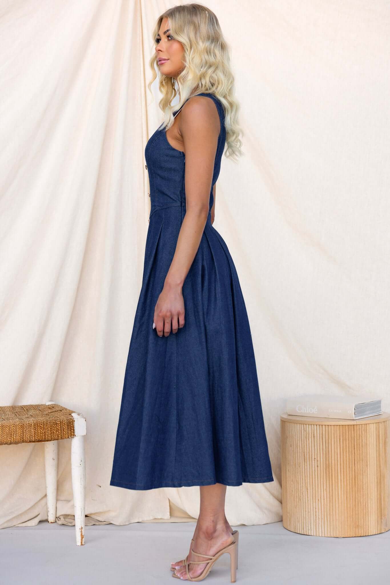 Nottie Denim Midi Dress - Image 5