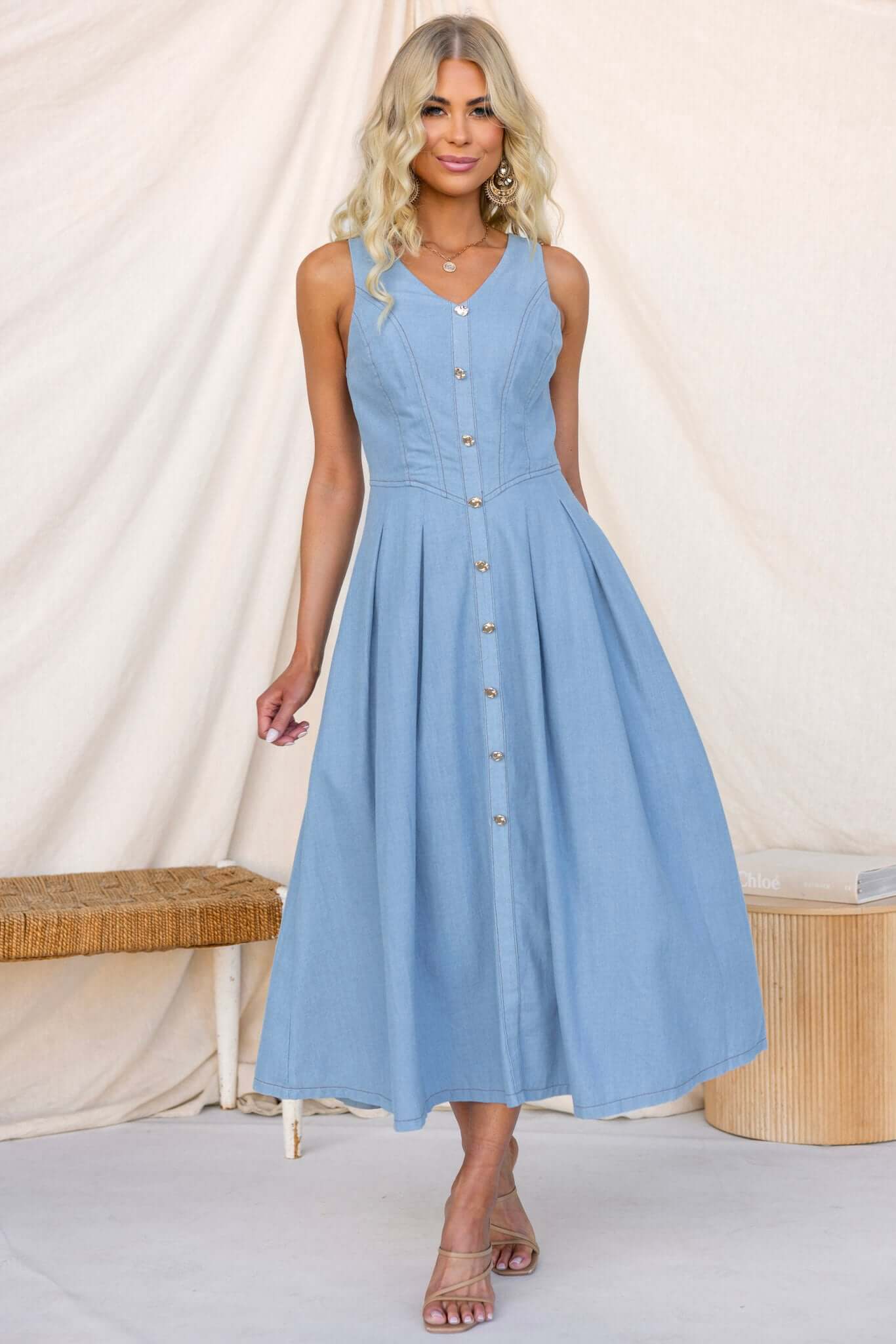 Nottie Denim Midi Dress - Image 2