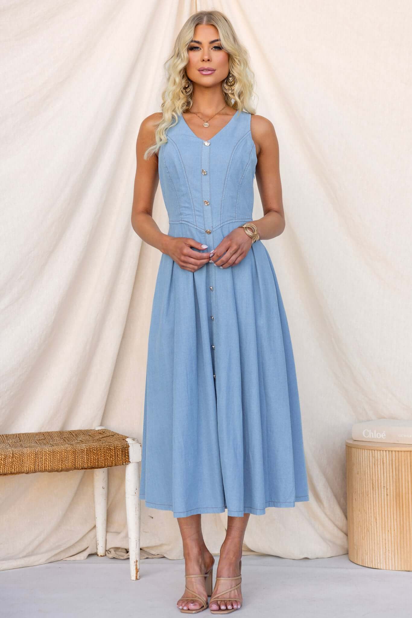 Nottie Denim Midi Dress - Image 3
