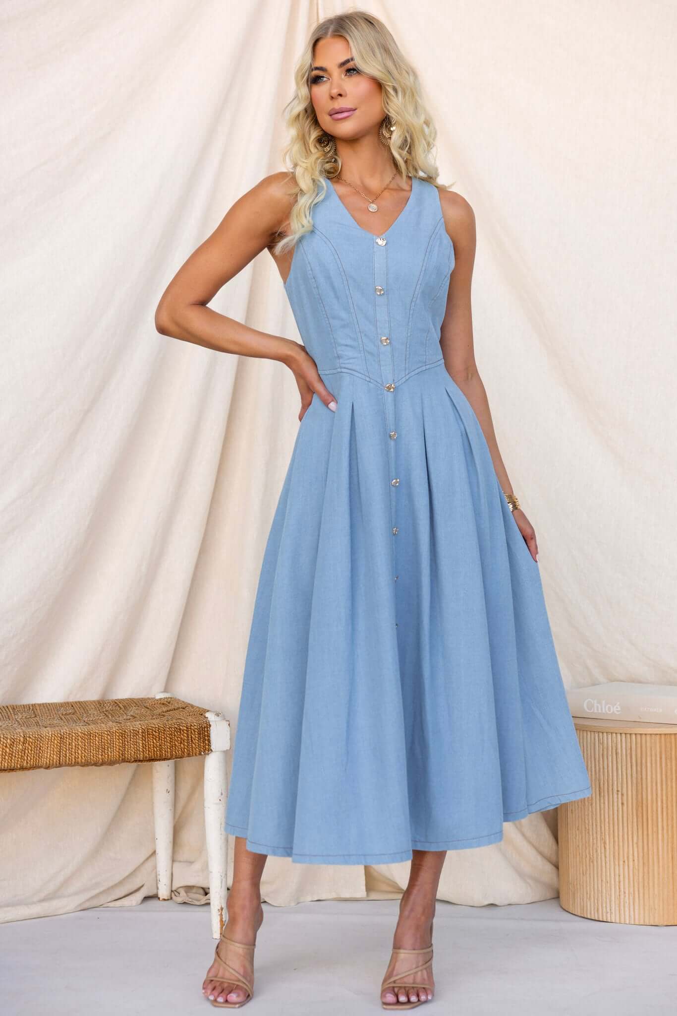 Nottie Denim Midi Dress - Image 4