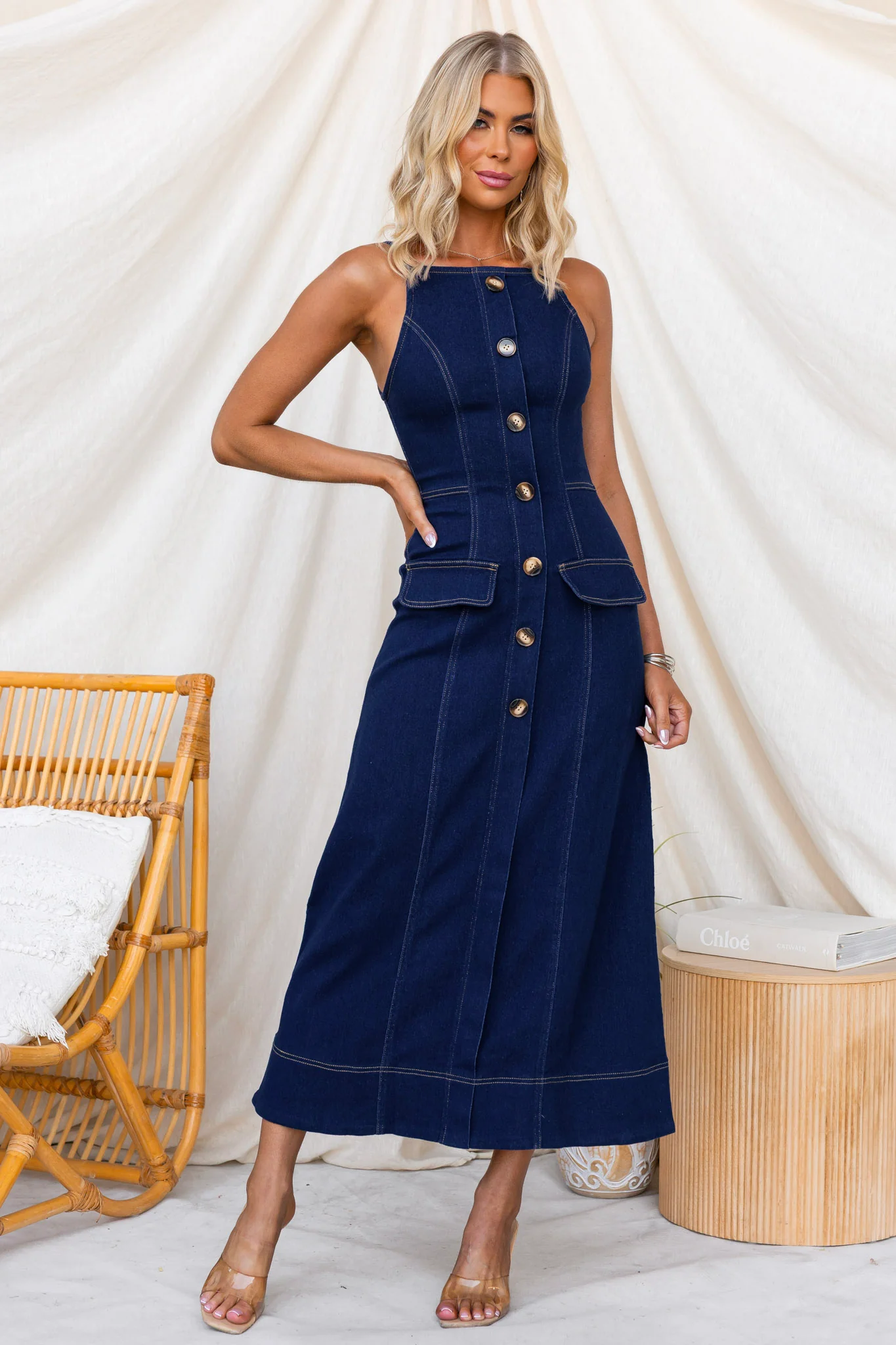 Olean Denim Midi Dress - Image 2