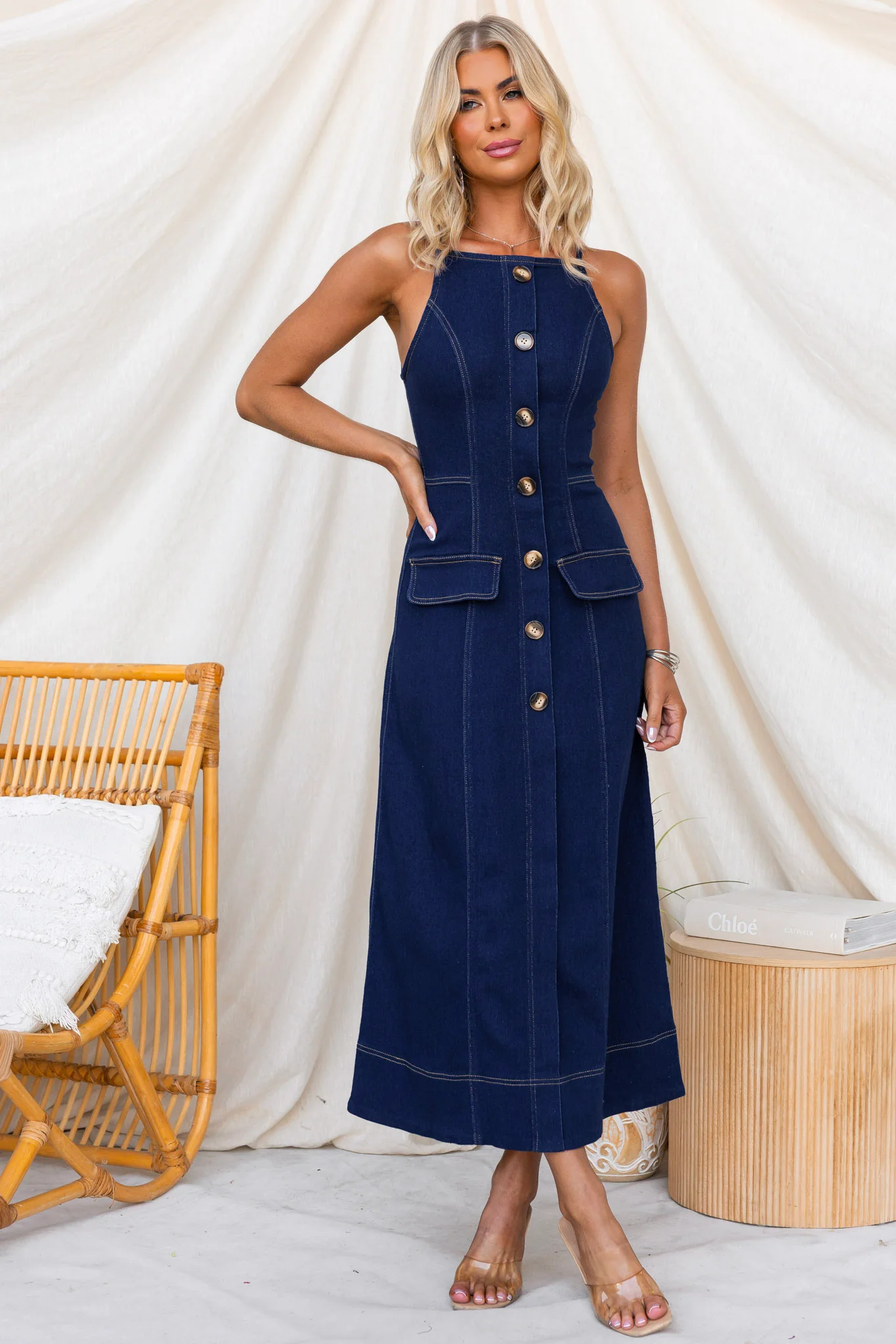 Olean Denim Midi Dress - Image 3