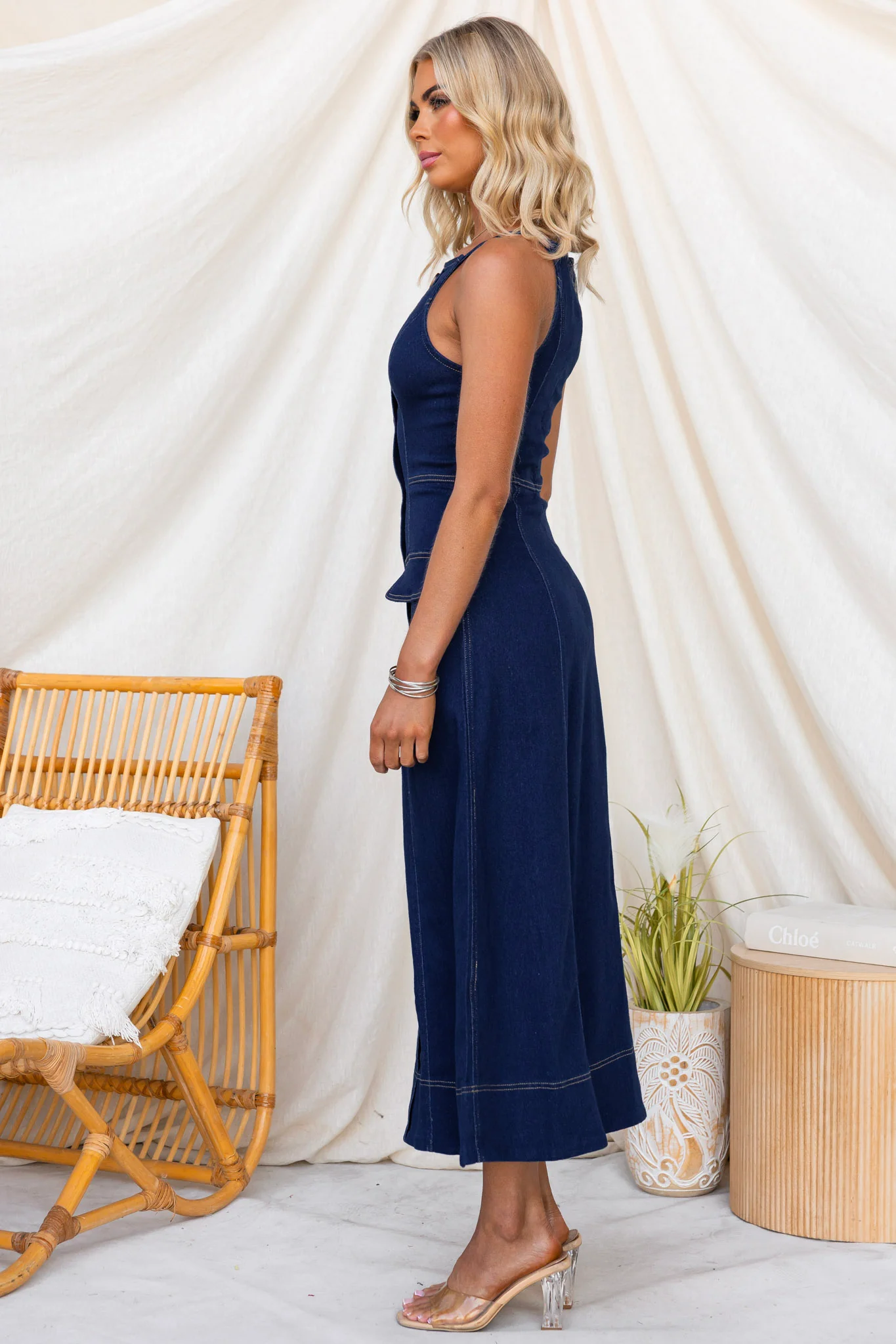 Olean Denim Midi Dress - Image 4