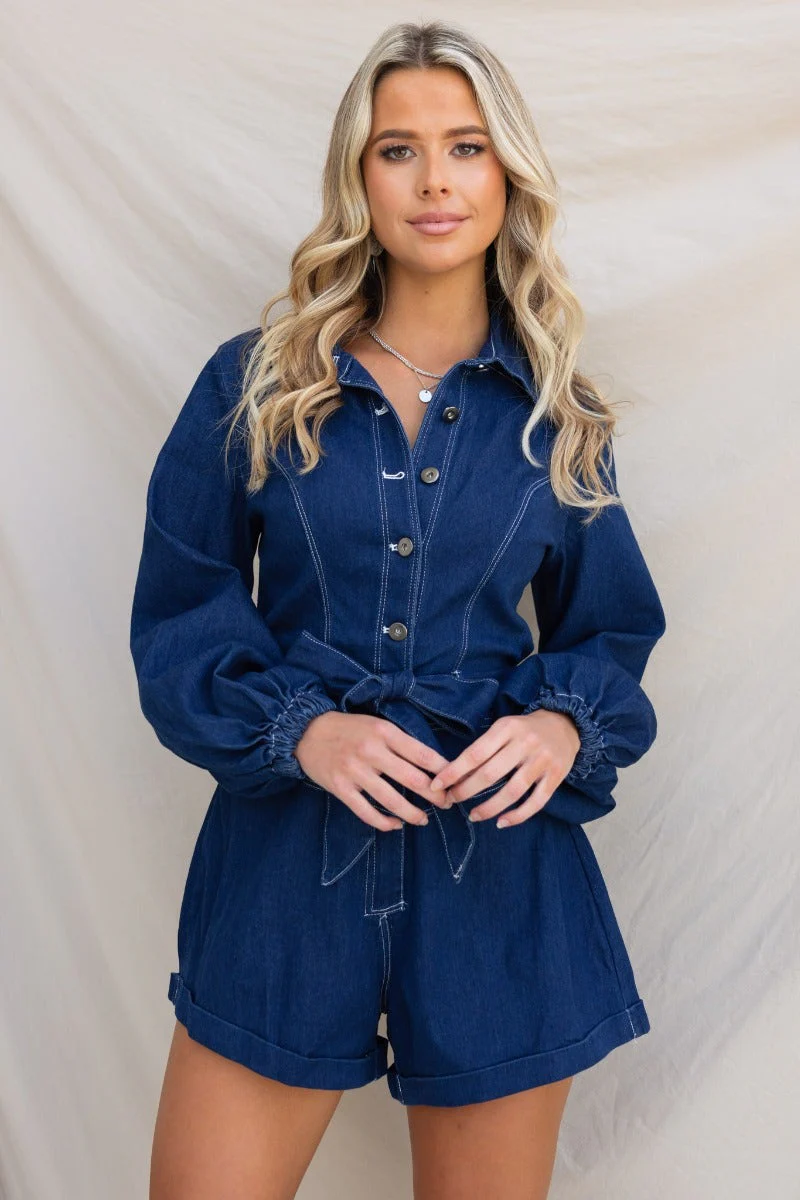 On Track Denim Playsuit - Image 3