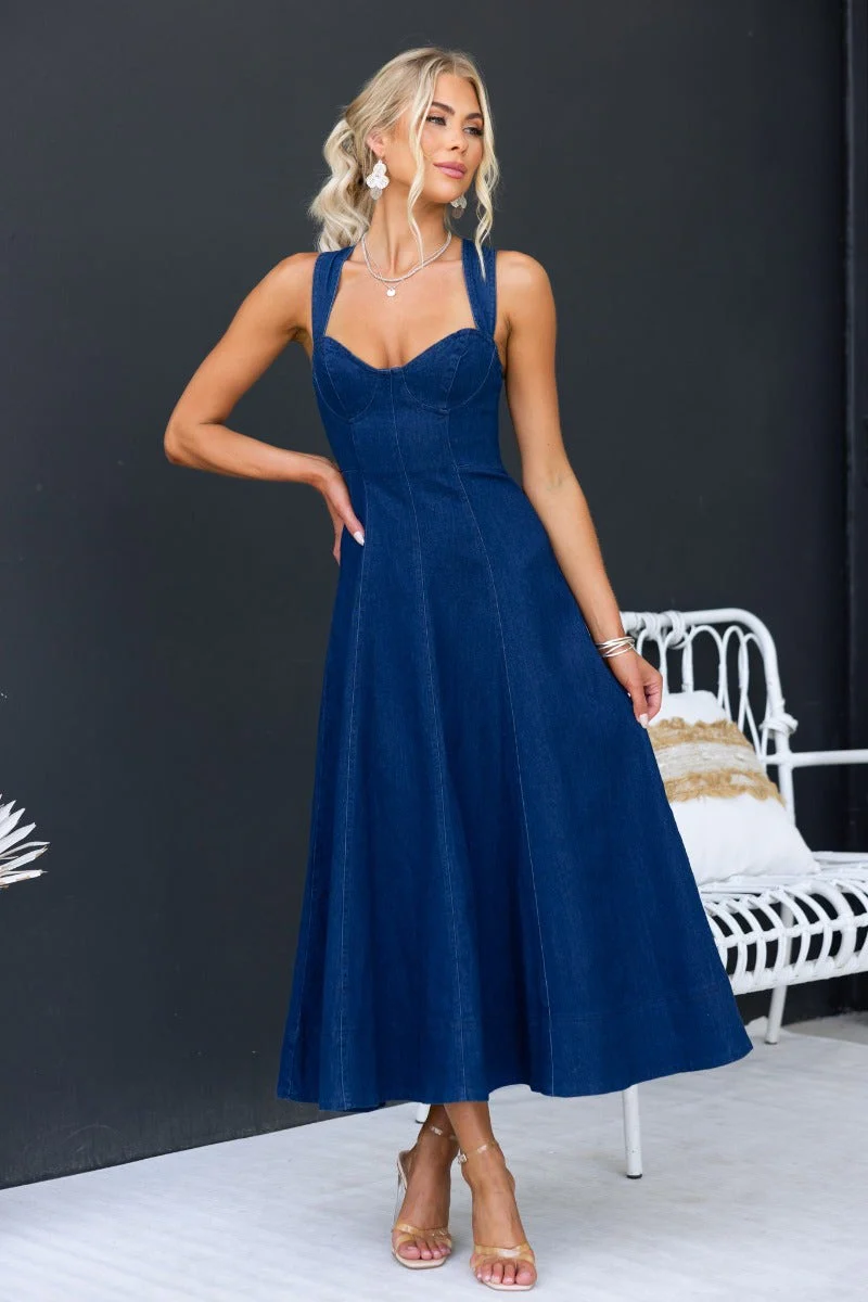 Pallara Denim Midi Dress - Image 3
