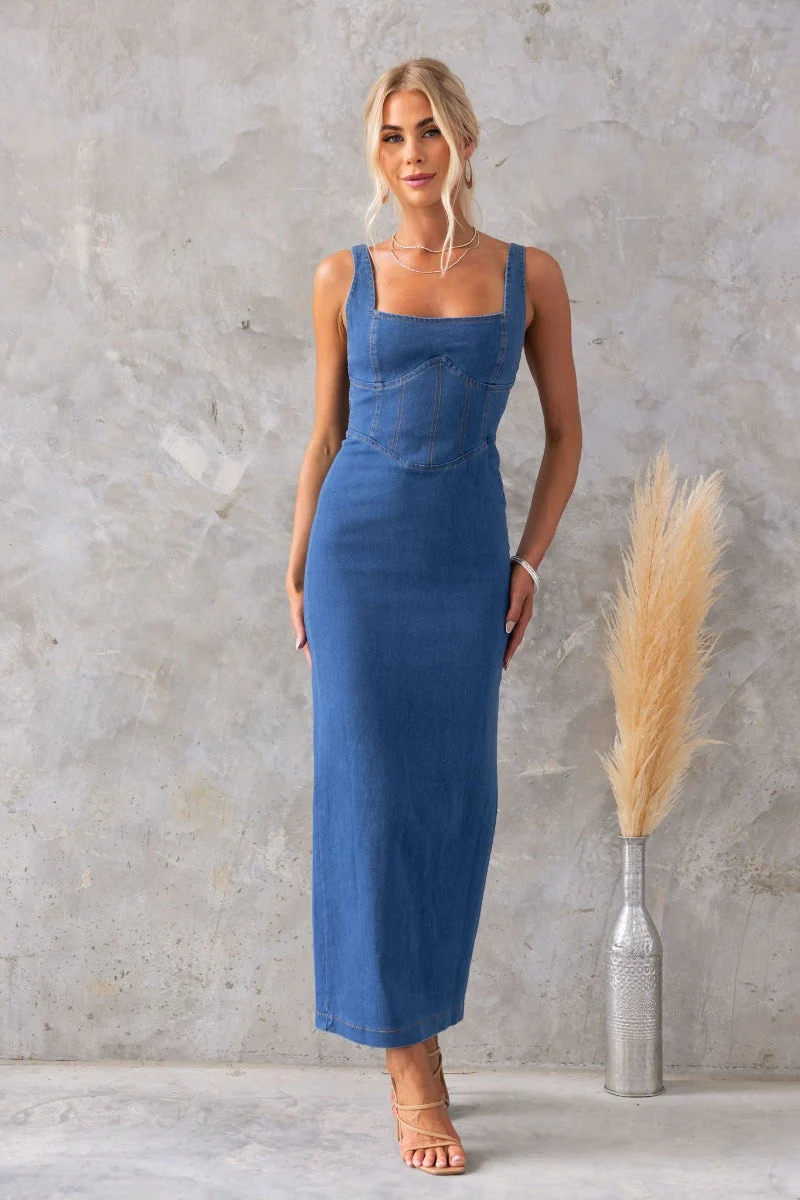 Post Denim Maxi Dress - Image 3