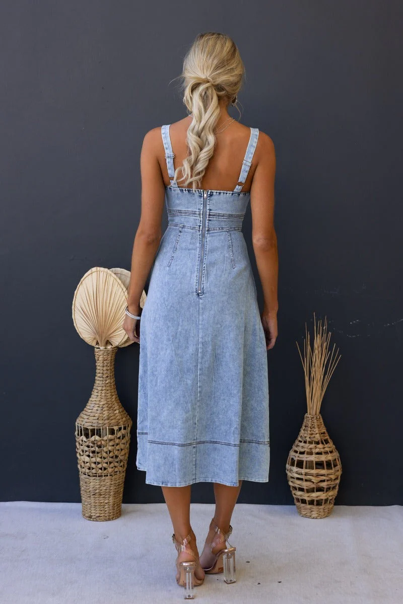 Qlarie Denim Midi Dress - Image 6