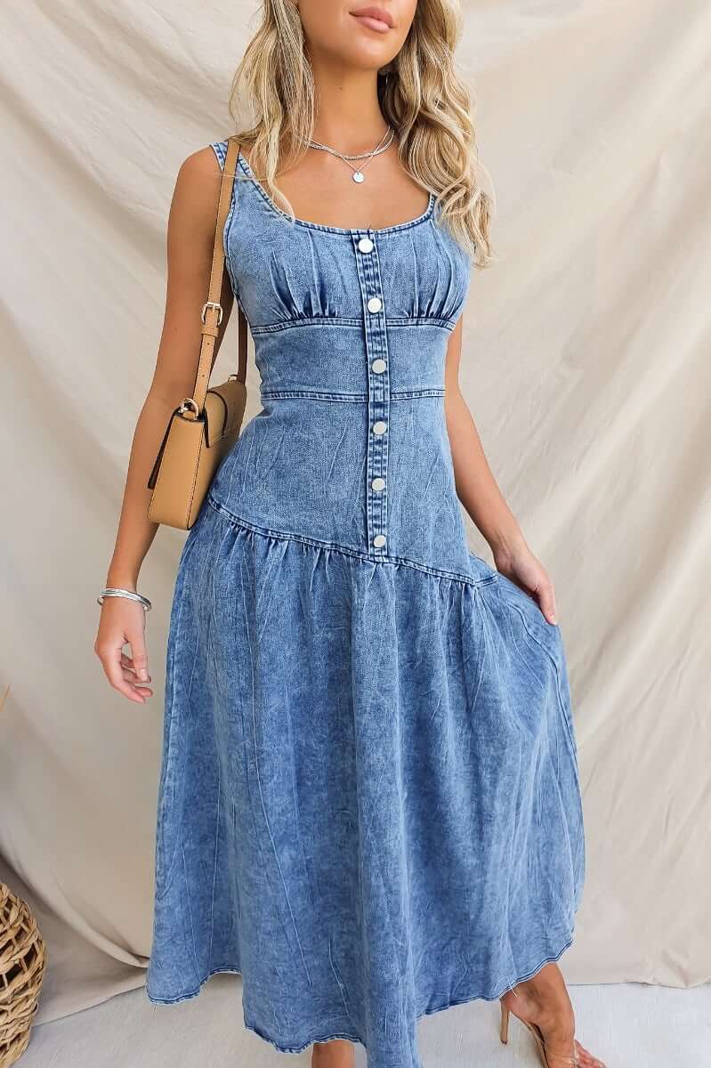 Reno Denim Midi Dress - Image 2