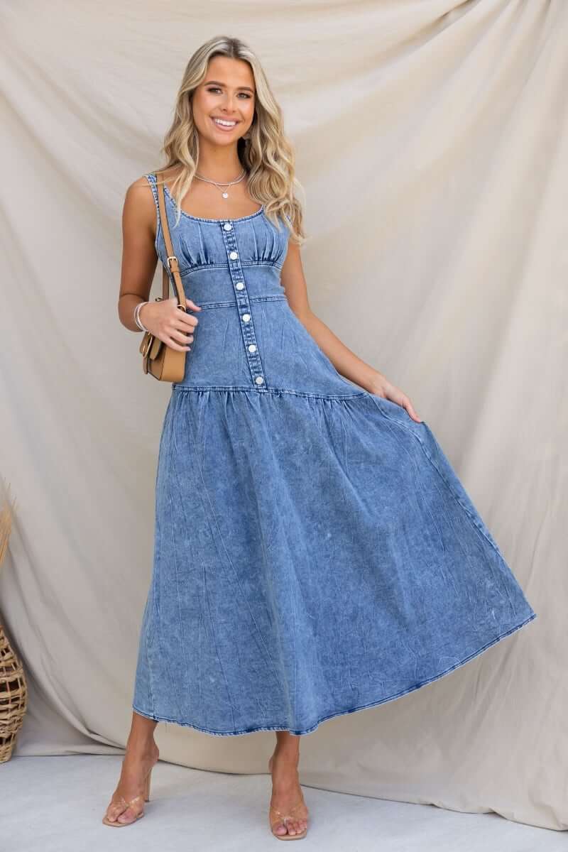 Reno Denim Midi Dress - Image 3
