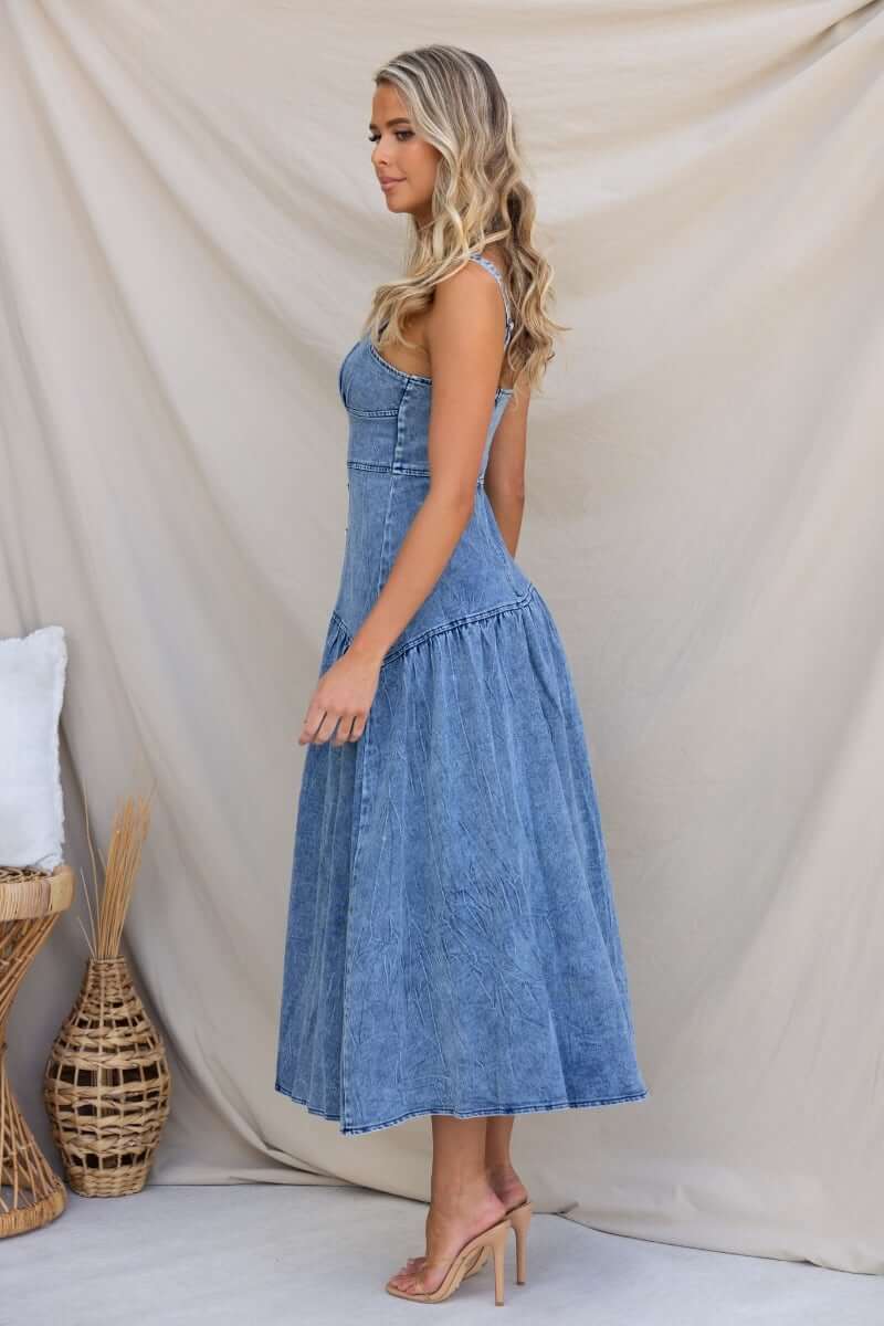 Reno Denim Midi Dress - Image 5
