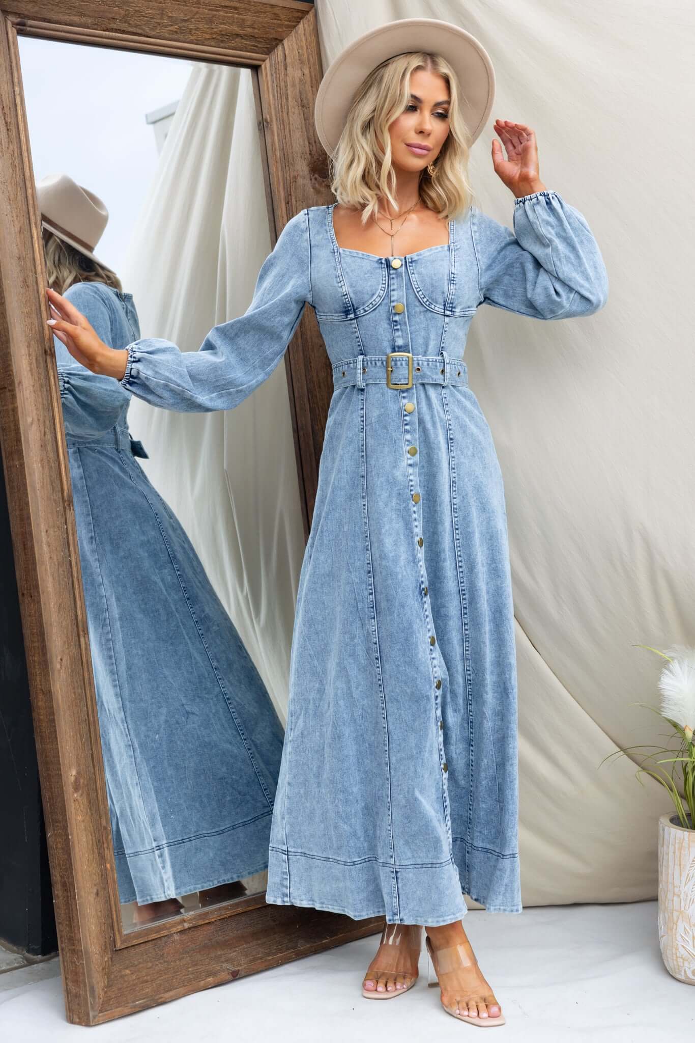 Rome Denim Maxi Dress