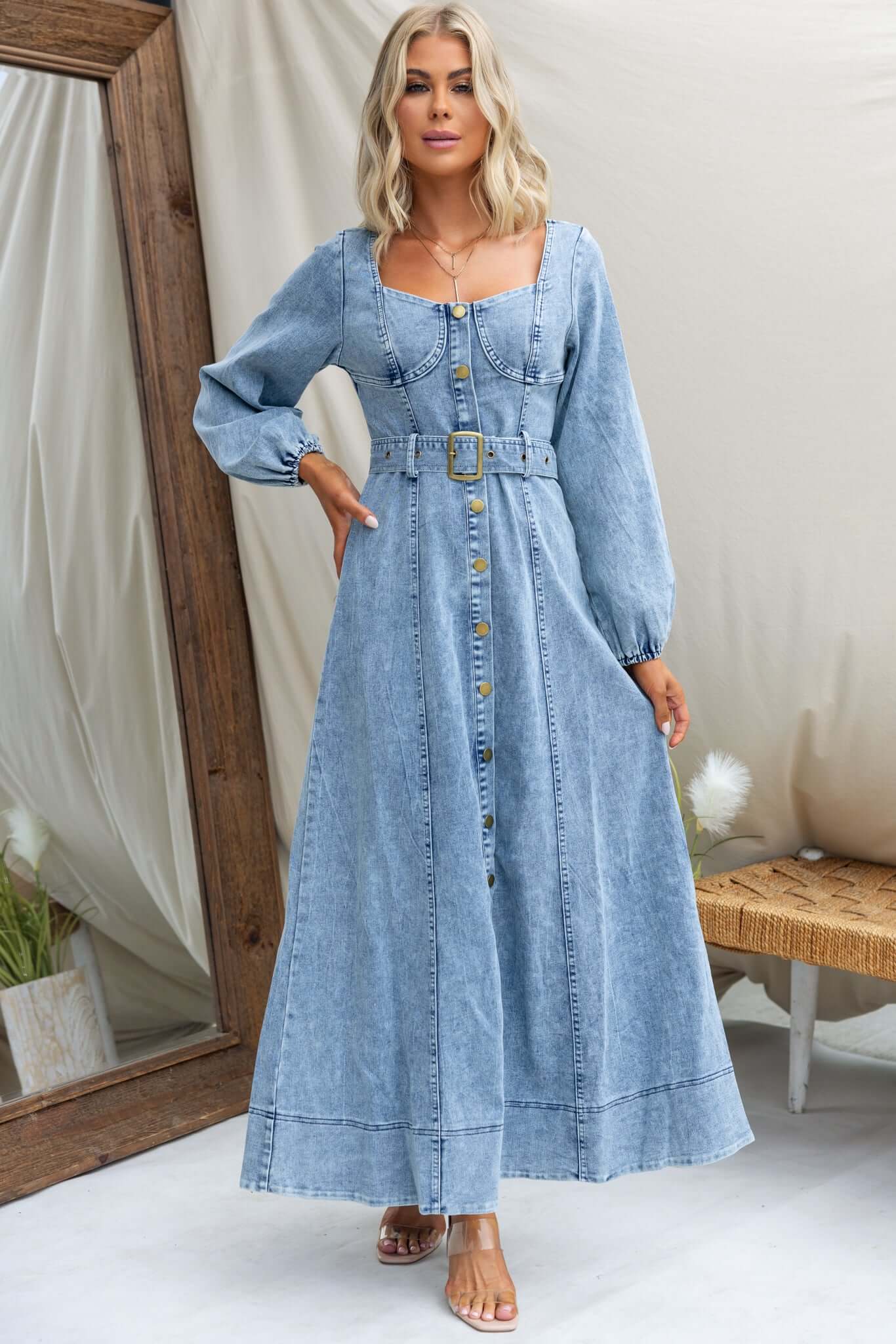 Rome Denim Maxi Dress - Image 2