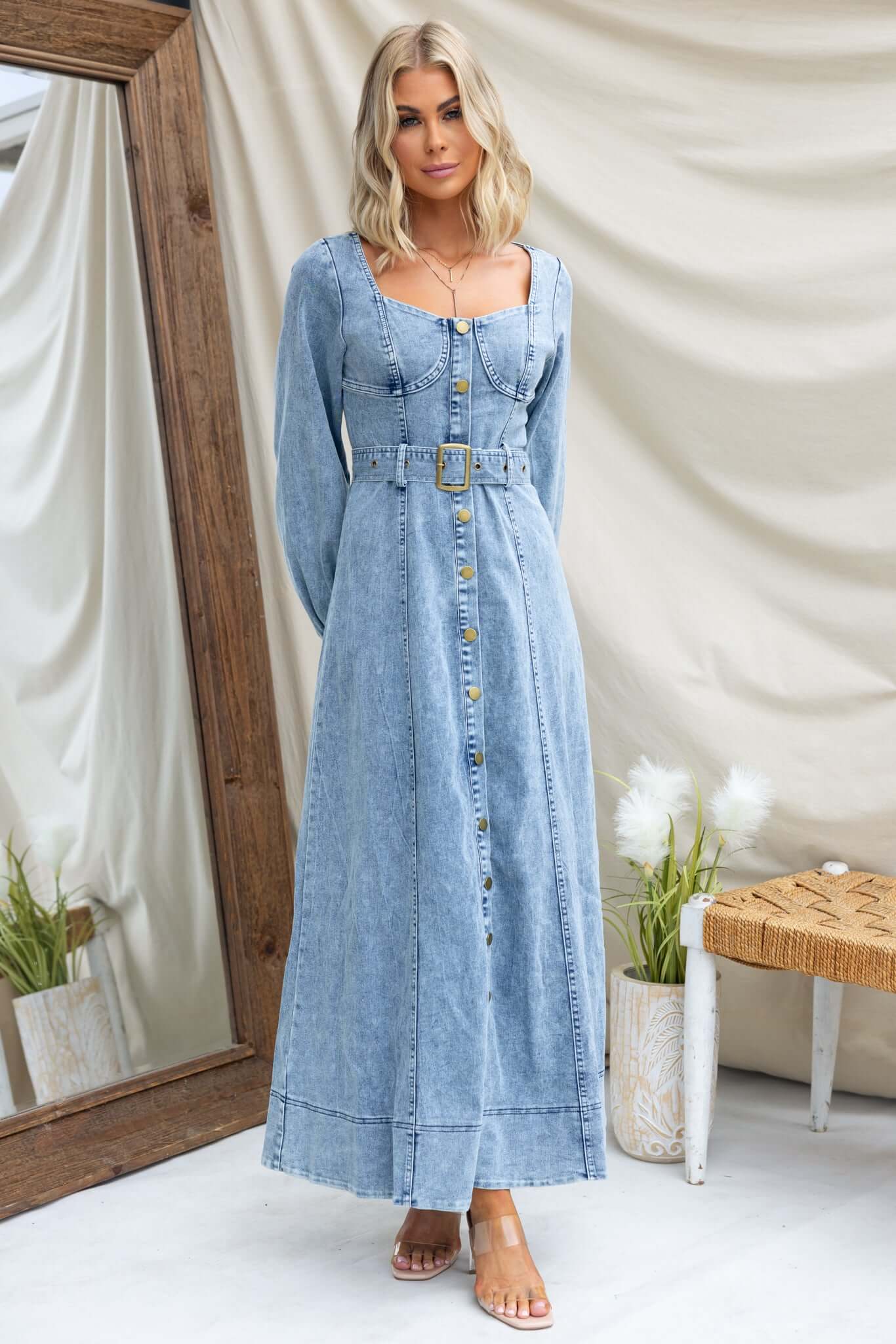 Rome Denim Maxi Dress - Image 3