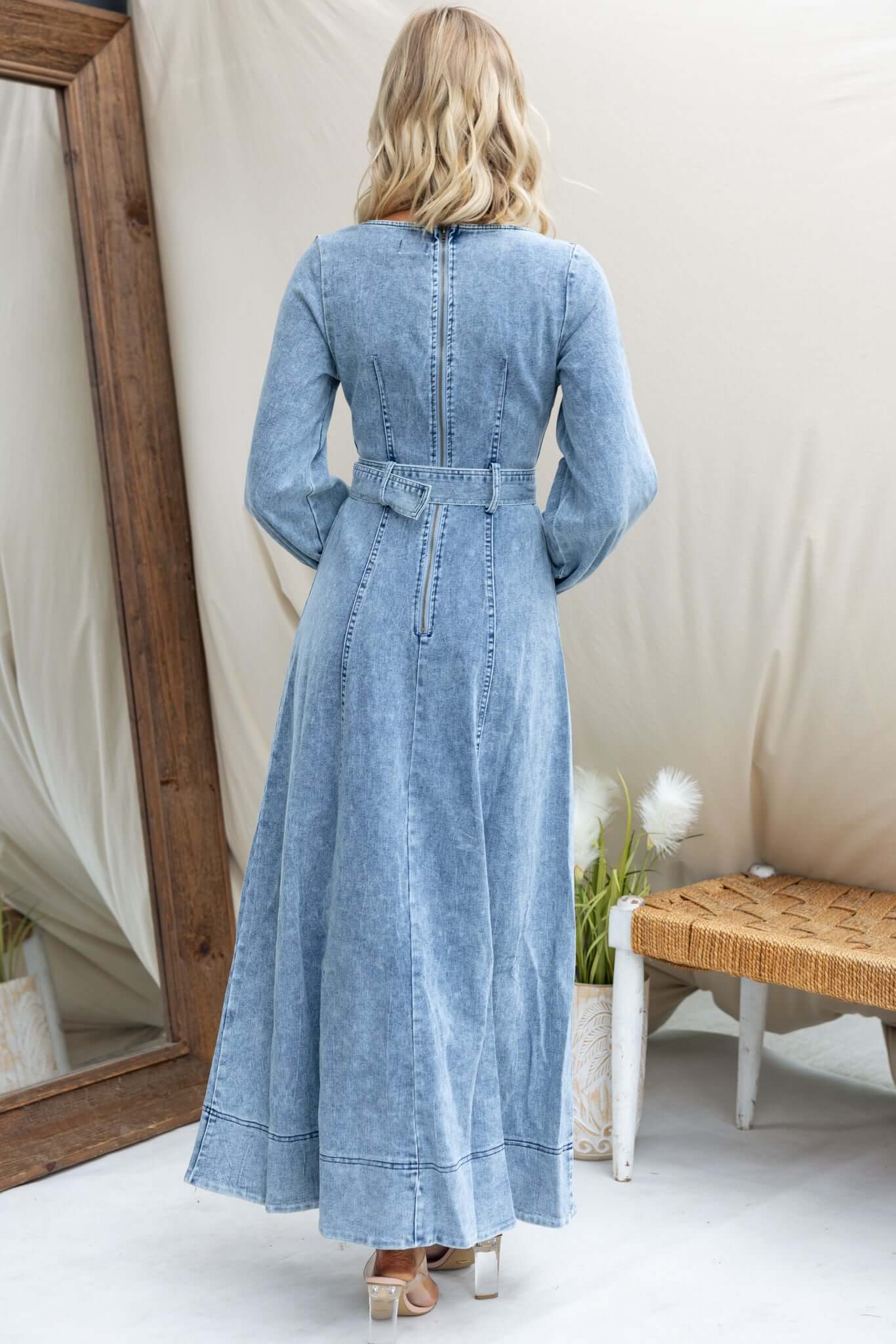 Rome Denim Maxi Dress - Image 5