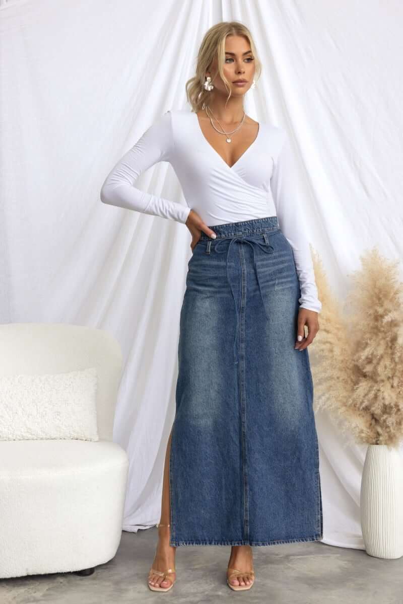 Romina Denim Maxi Skirt - Image 2