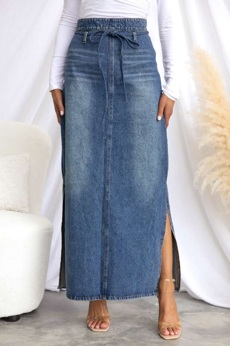 Romina Denim Maxi Skirt - Image 3