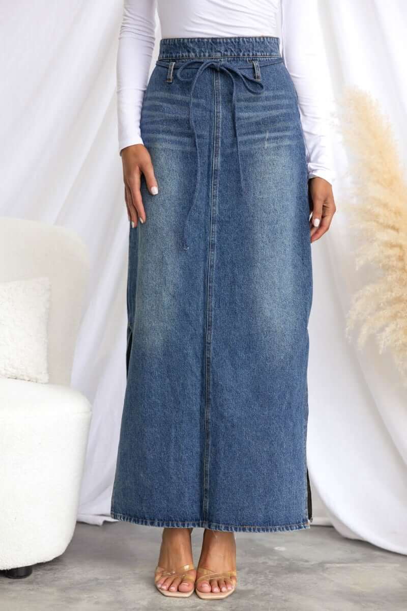 Romina Denim Maxi Skirt - Image 4