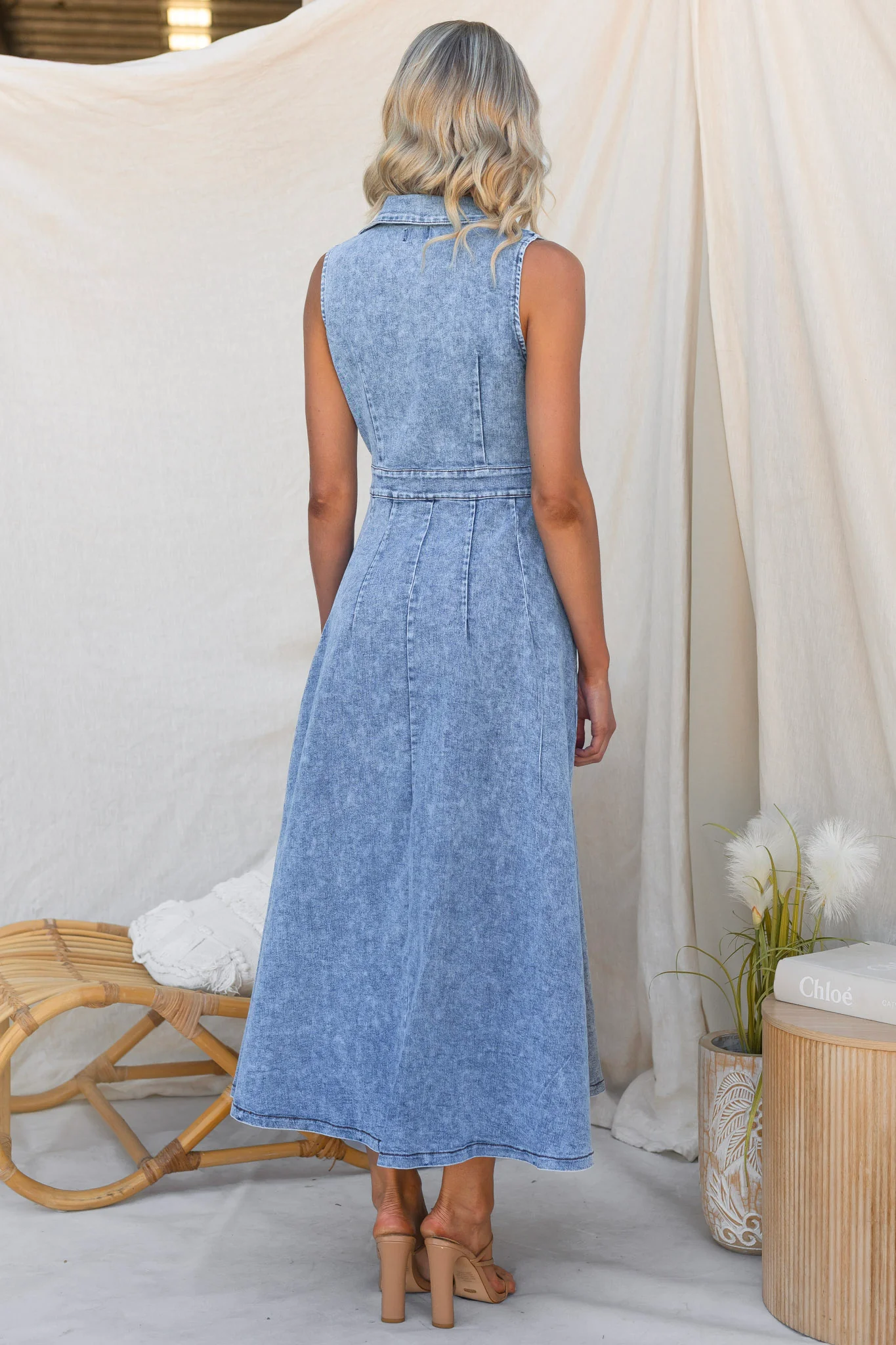 Rustic Denim Maxi Dress - Image 6