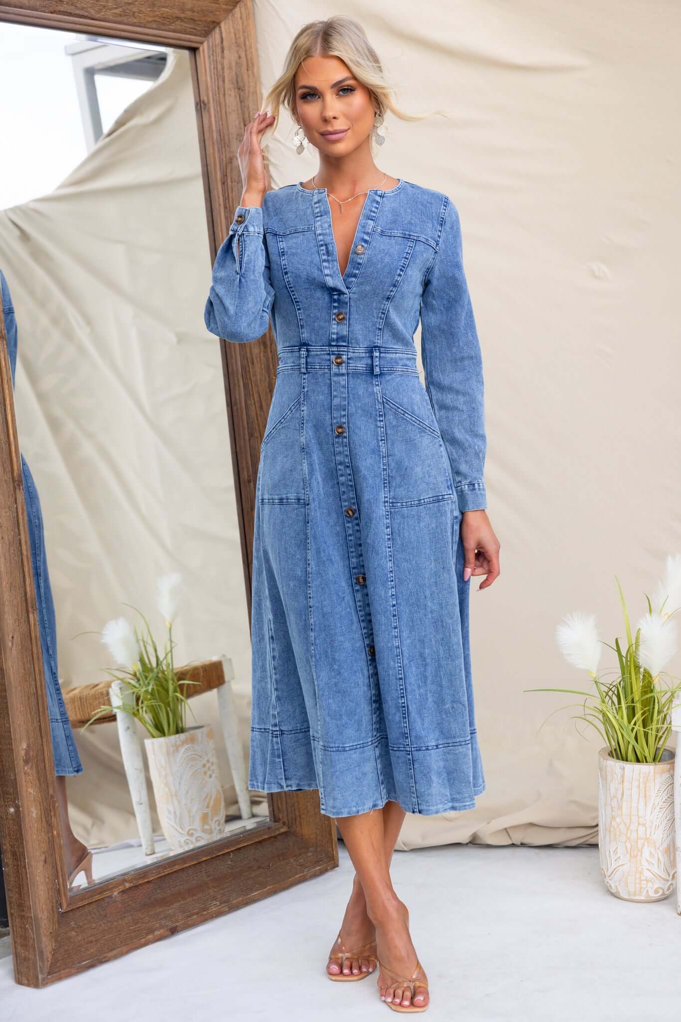 Sharlo Denim Midi Dress - Image 2