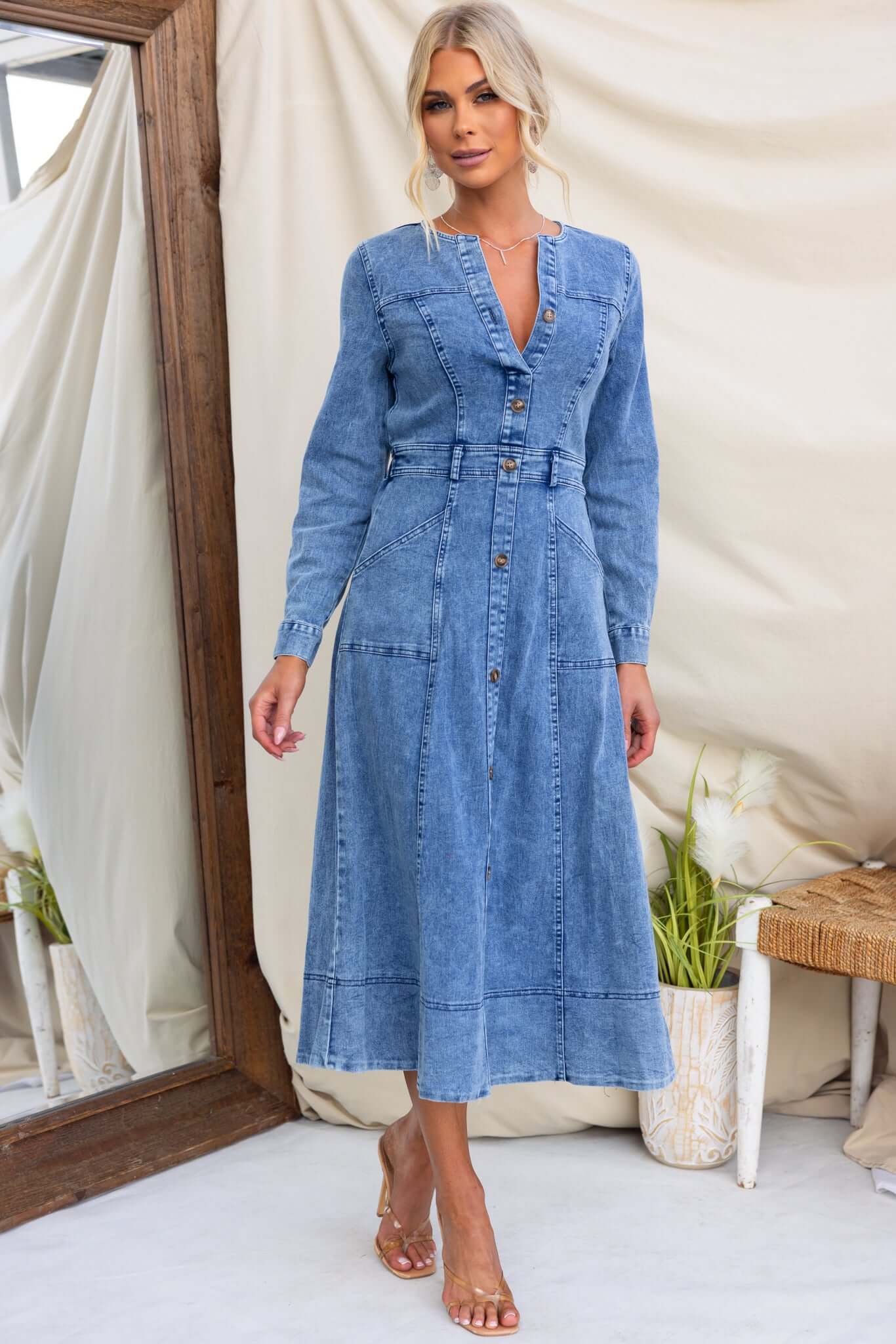 Sharlo Denim Midi Dress - Image 3