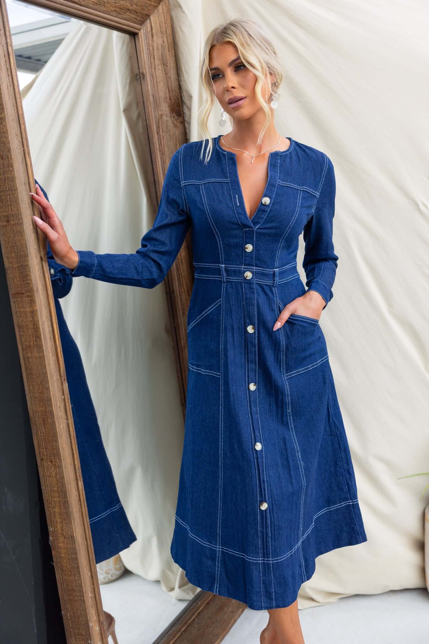 Sharlo Denim Midi Dress - Image 2