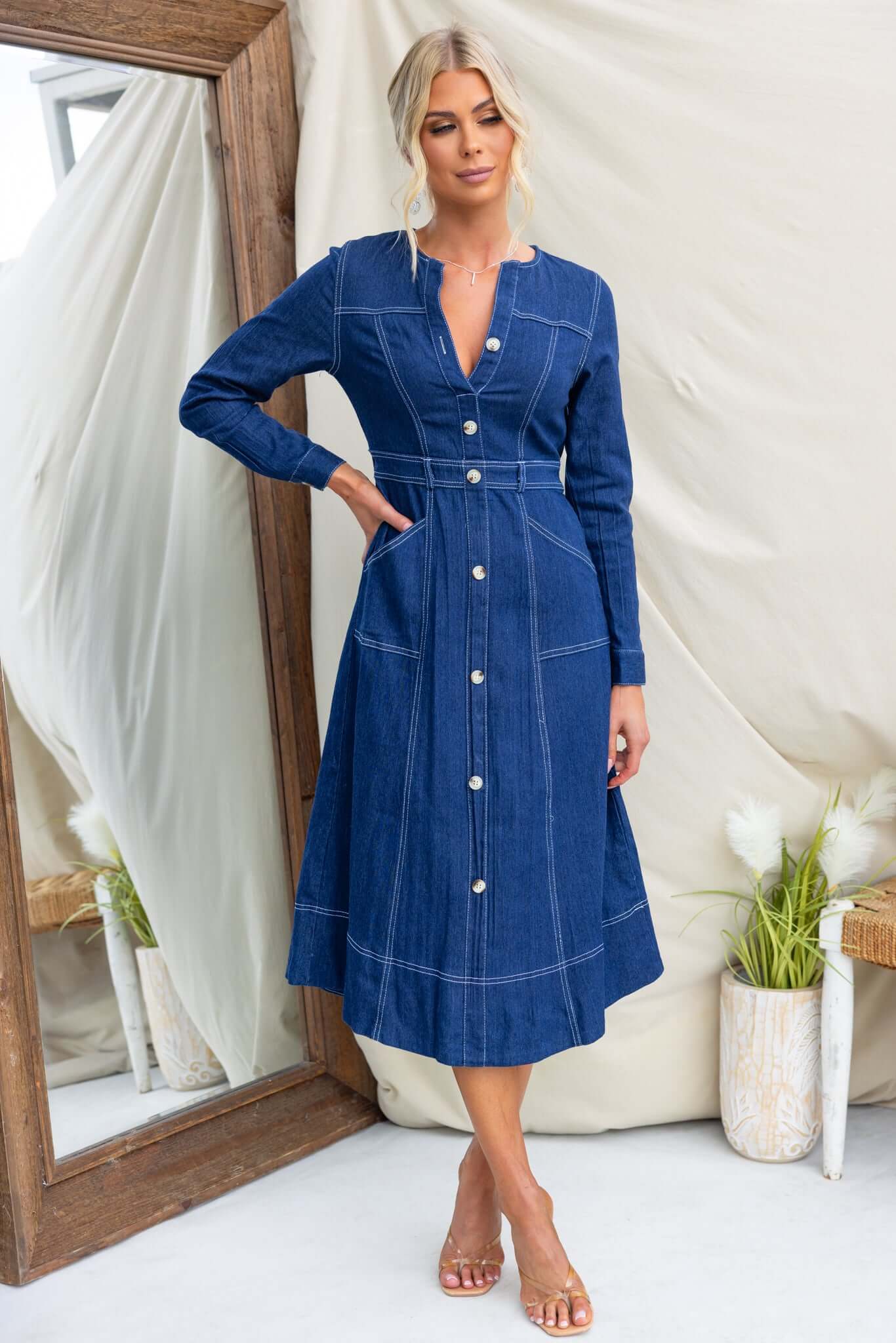 Sharlo Denim Midi Dress - Image 3