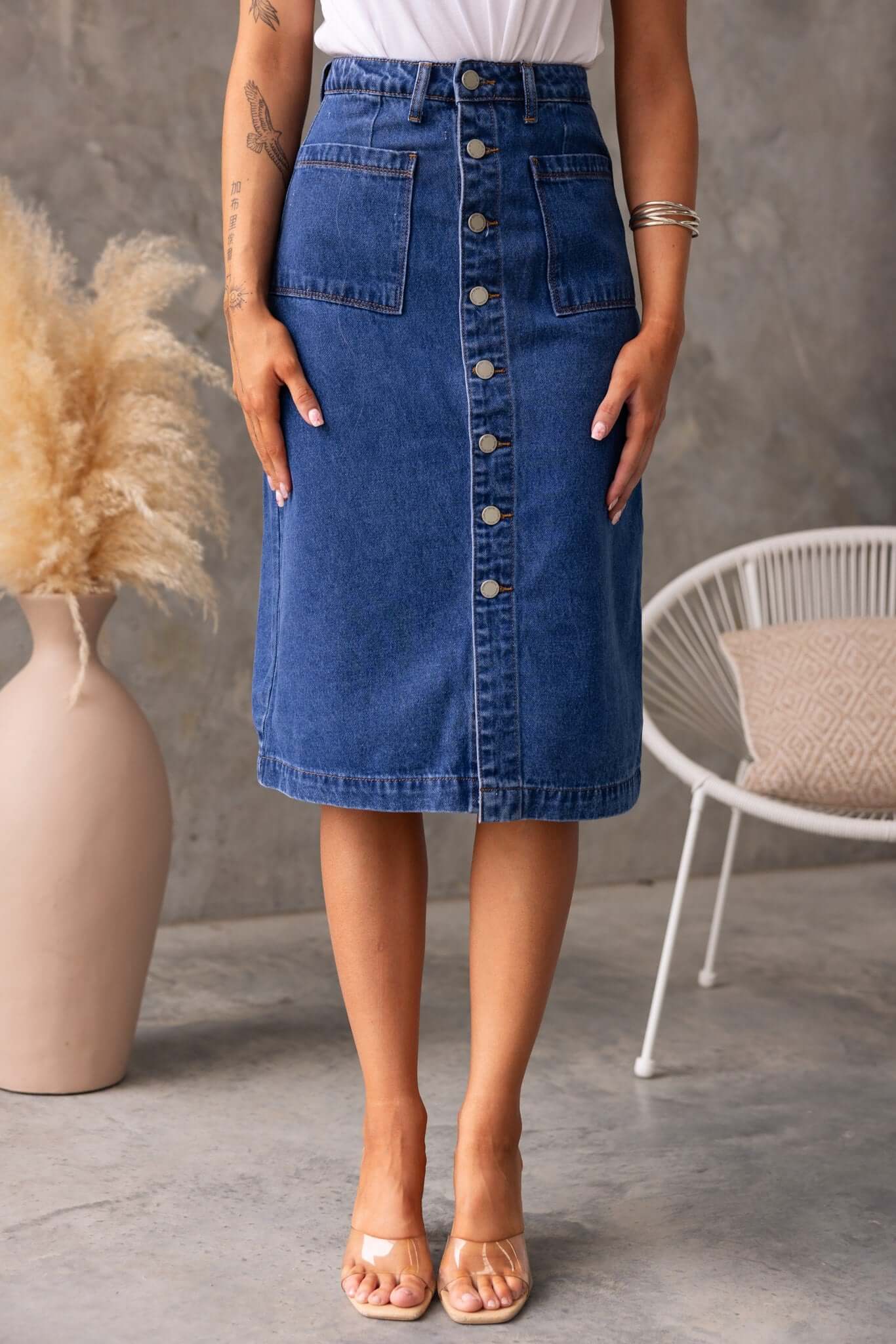 Soma Denim Midi Skirt - Image 3