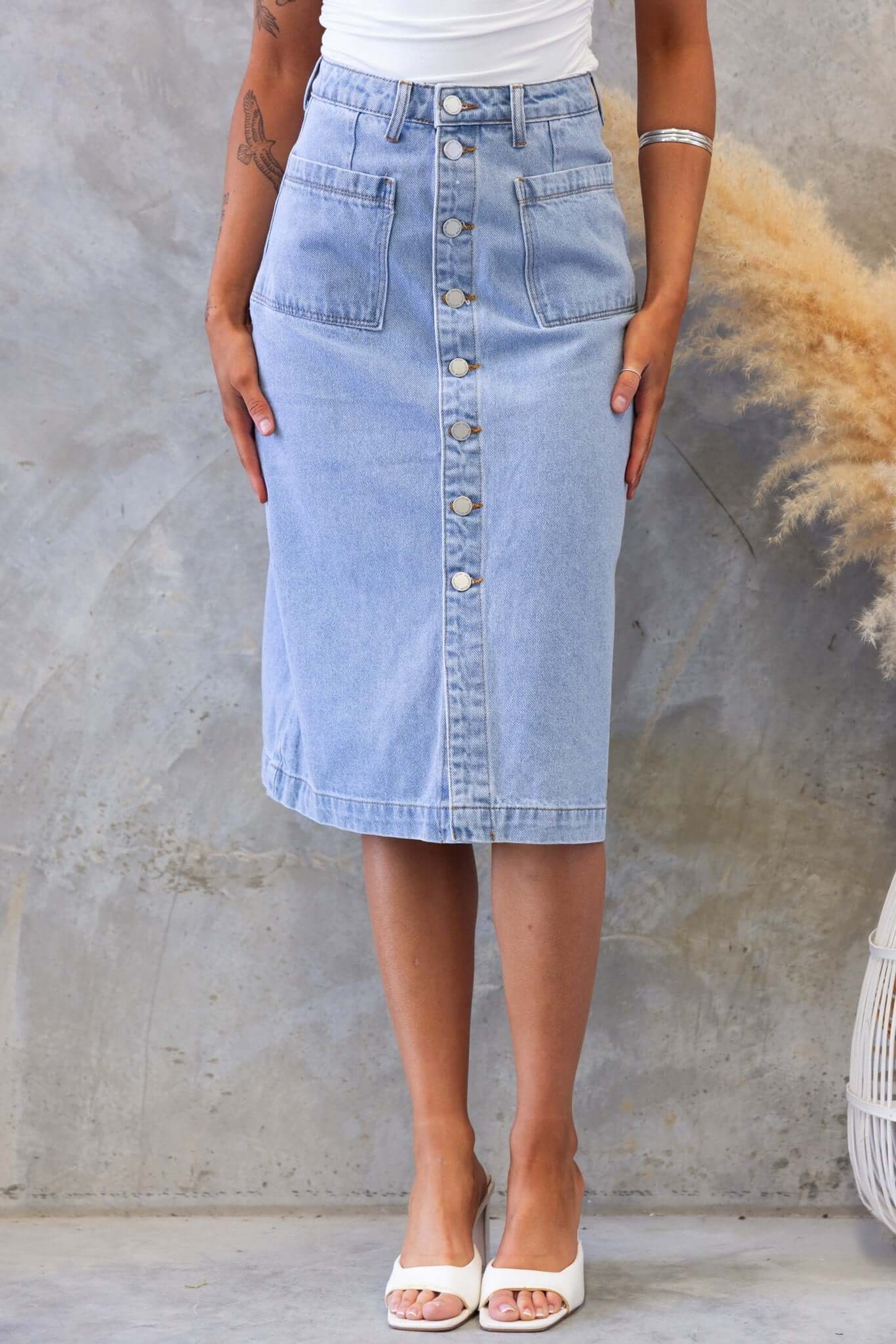 Soma Denim Midi Skirt - Image 4