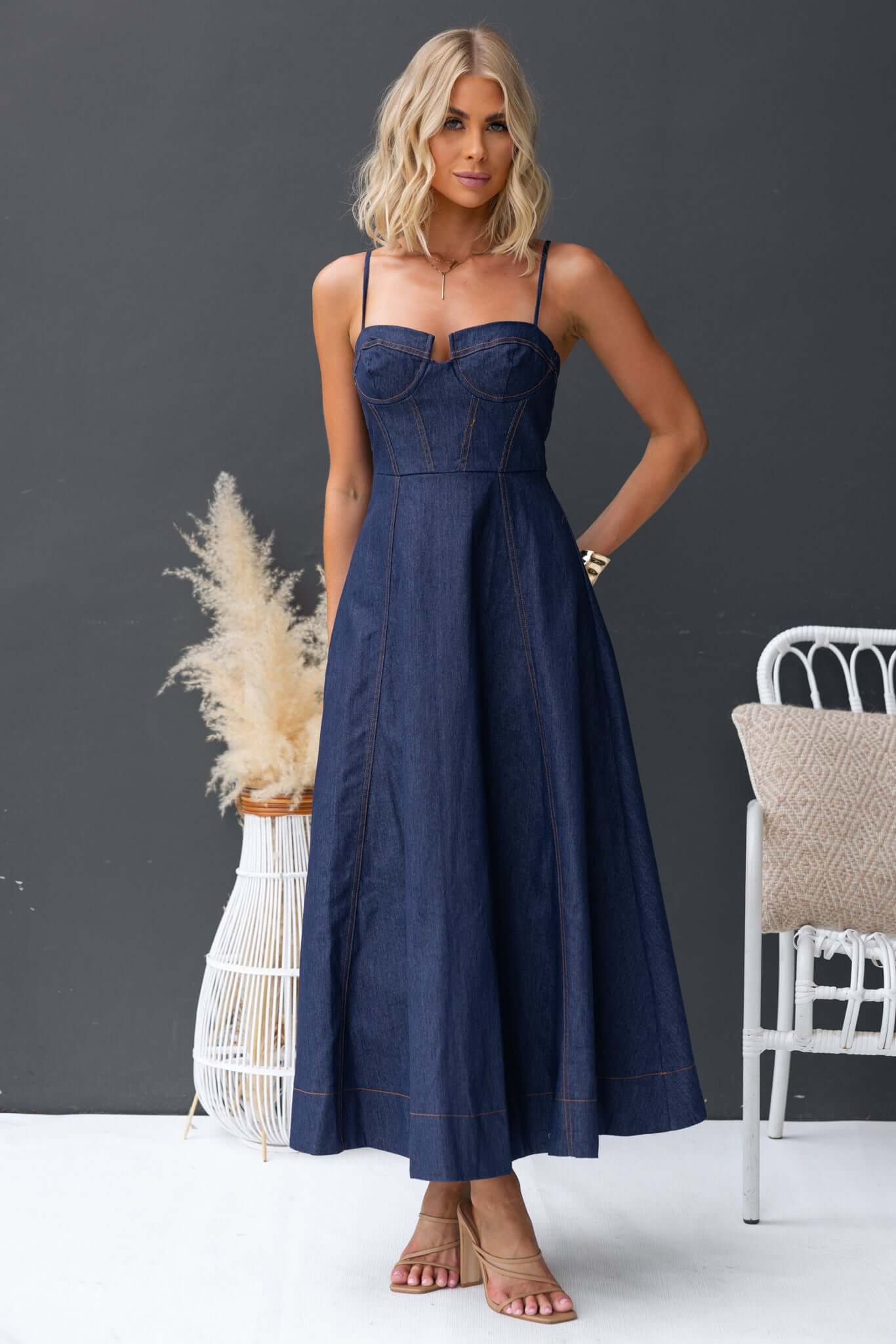 Sylvi Denim Midi Dress - Image 2