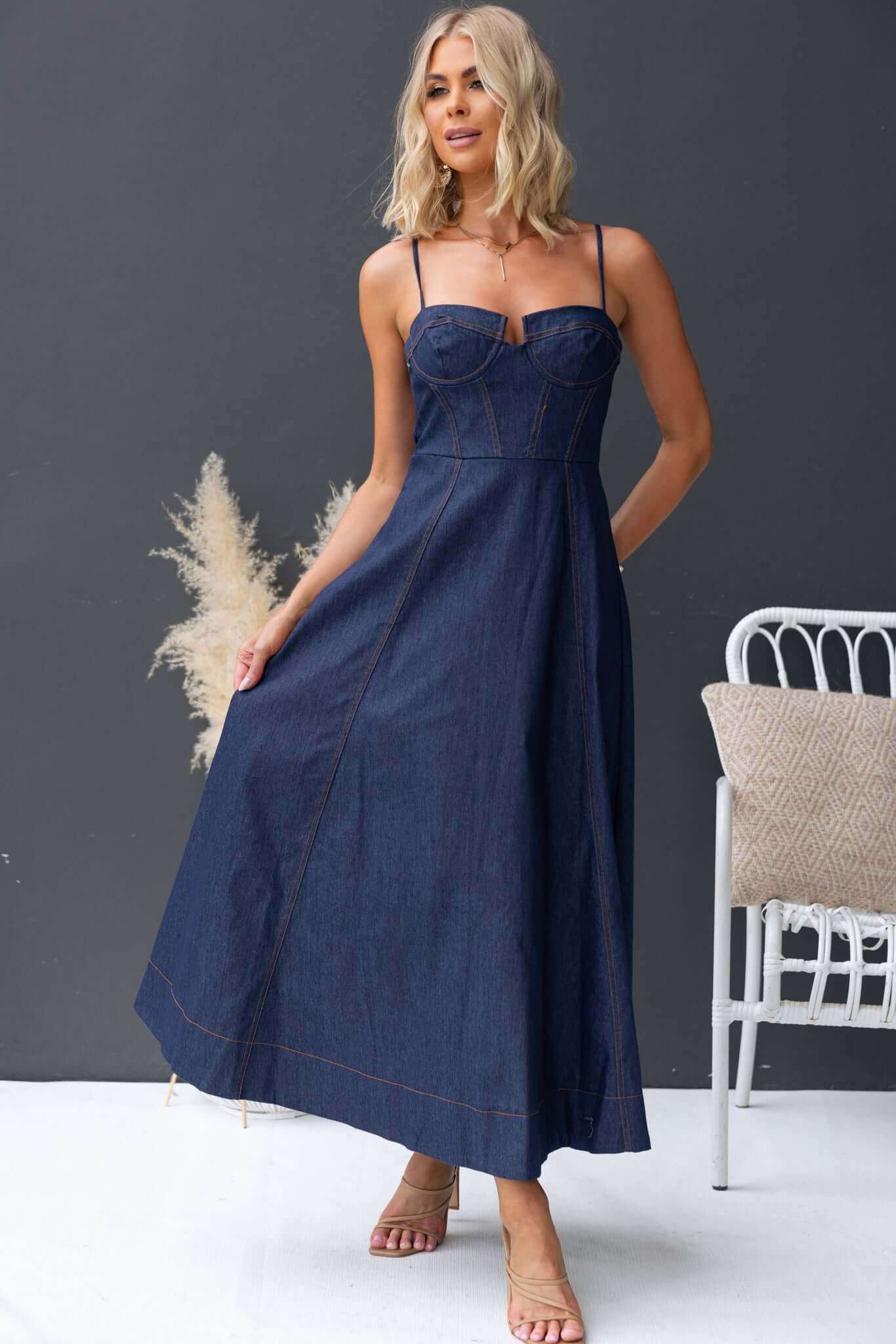 Sylvi Denim Midi Dress - Image 3