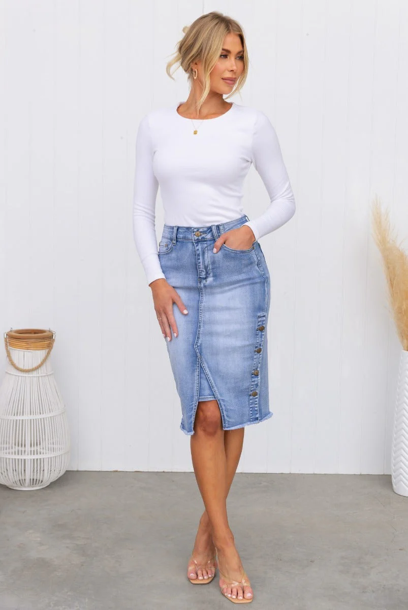 Terry Denim Skirt