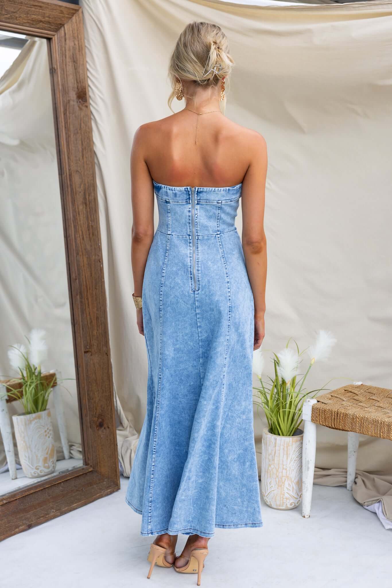 Thrilled Denim Maxi Dress - Image 8