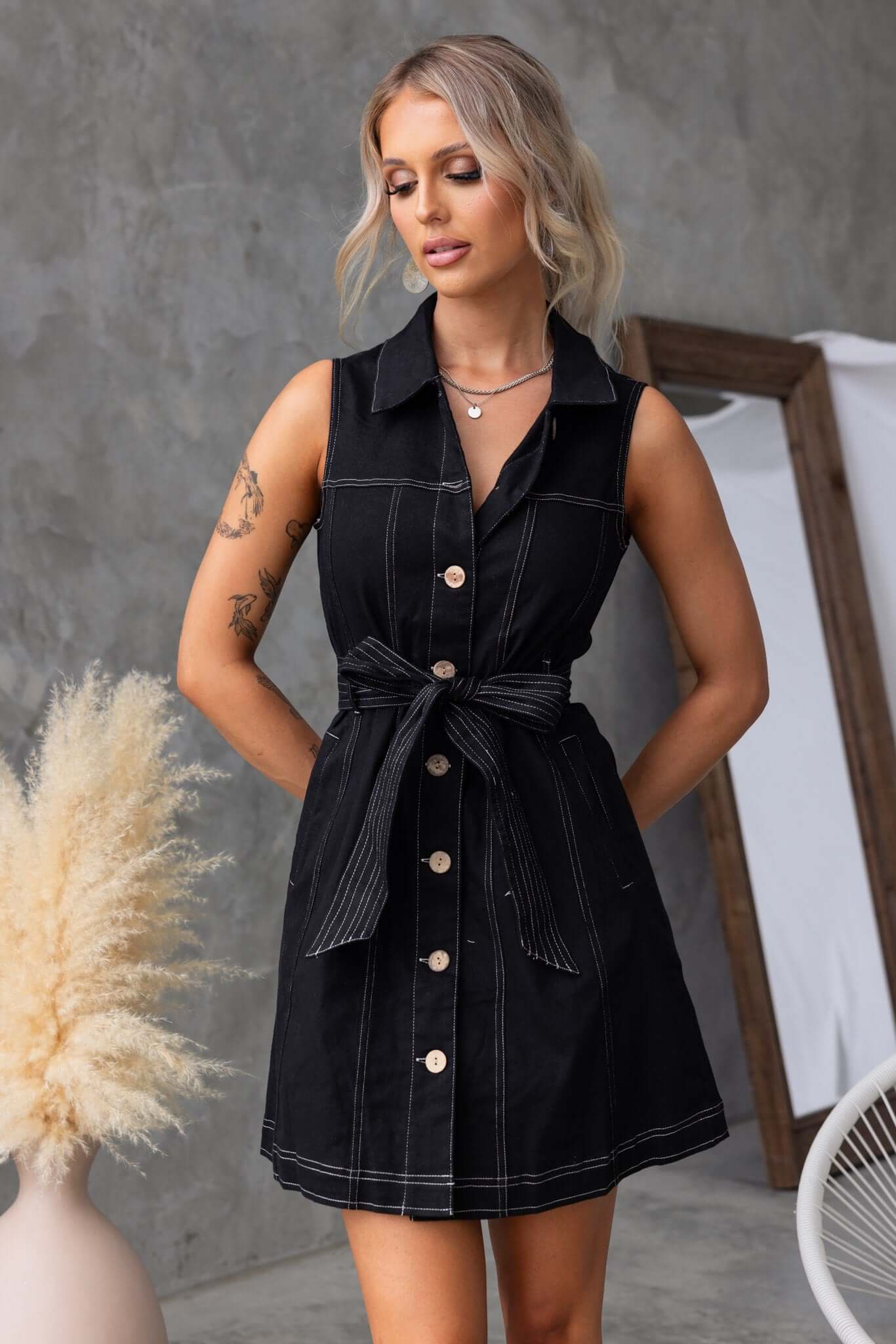 Tied In Denim Dress - Image 4