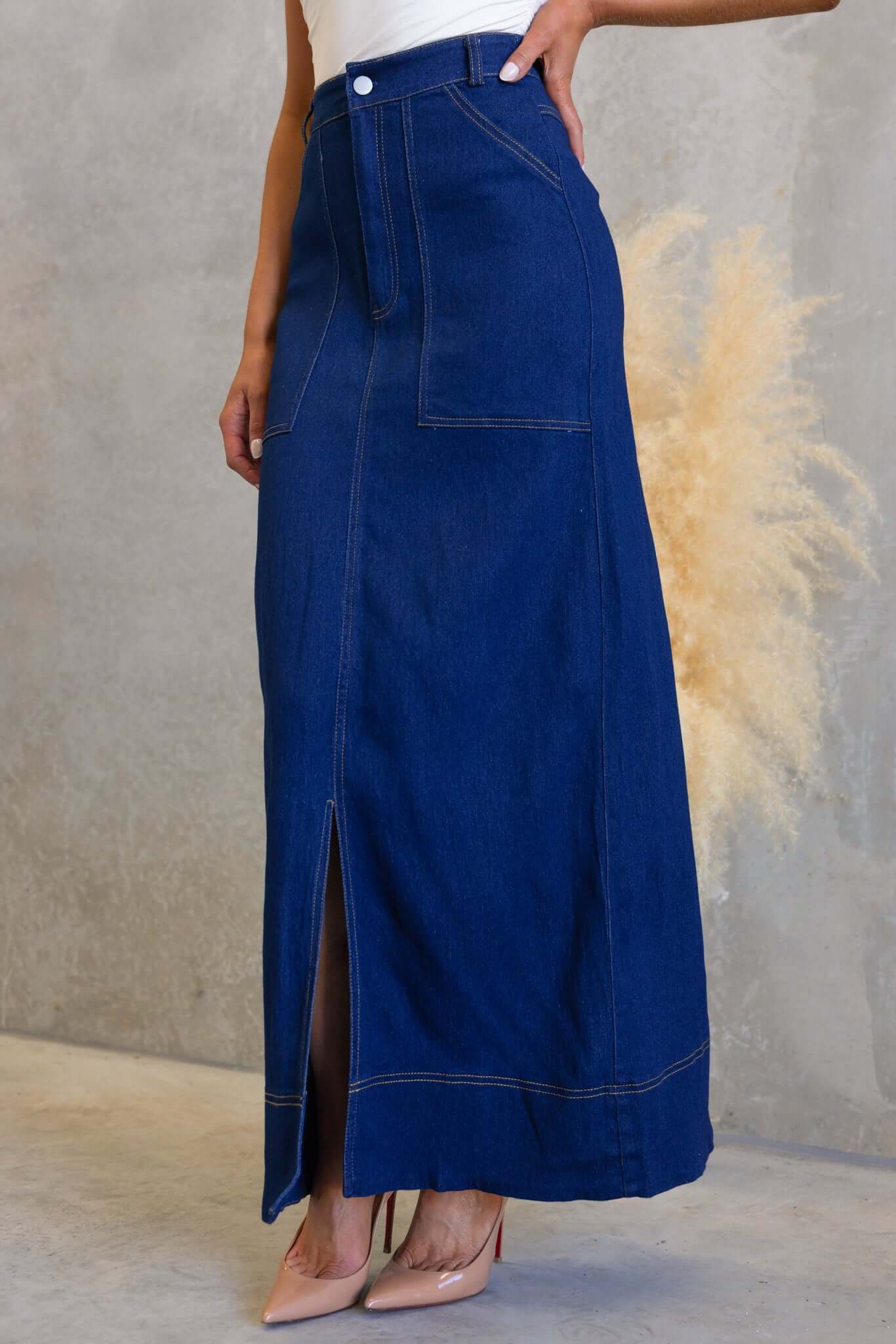True Denim Maxi Skirt