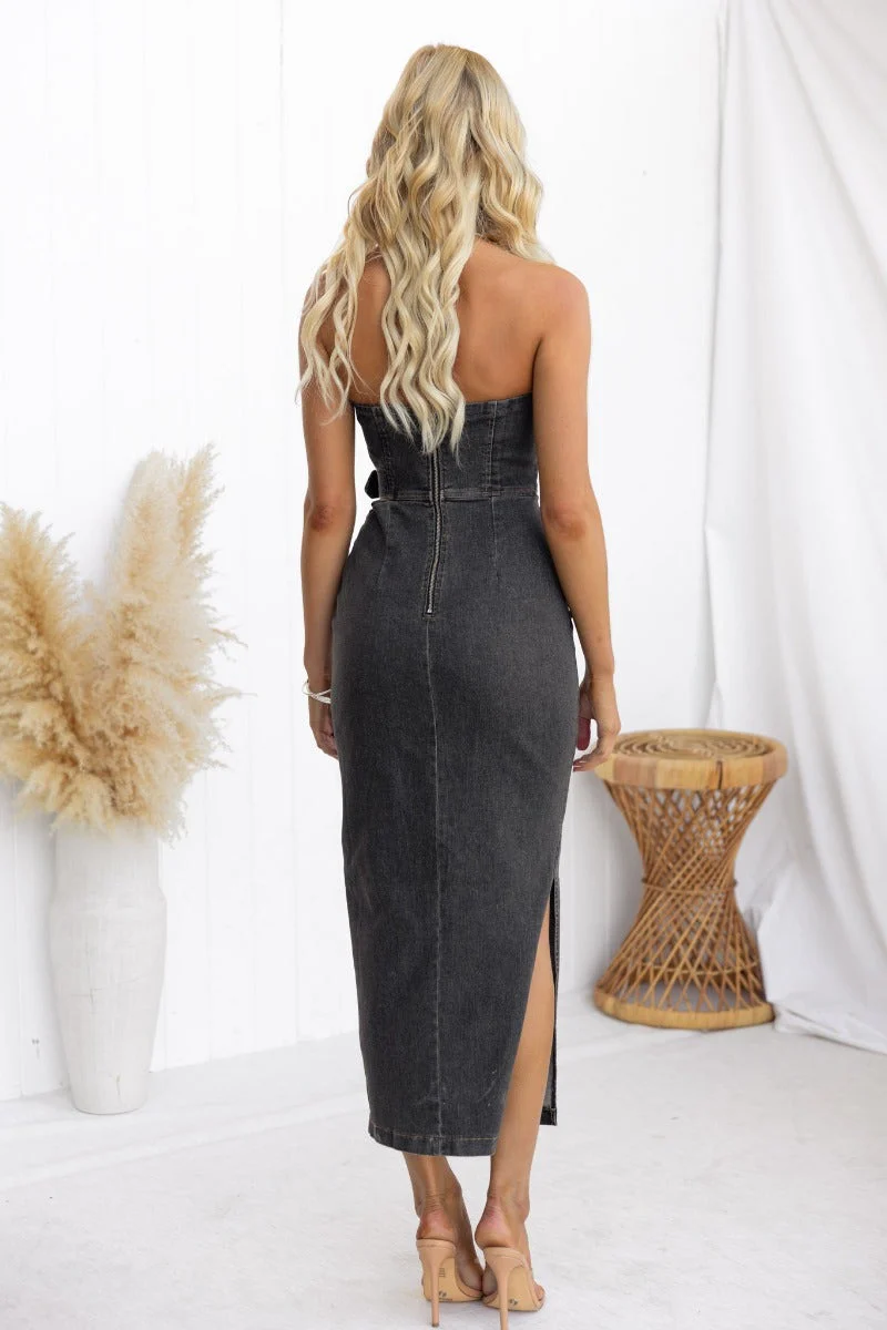 Valentina Denim Midi Dress - Image 5