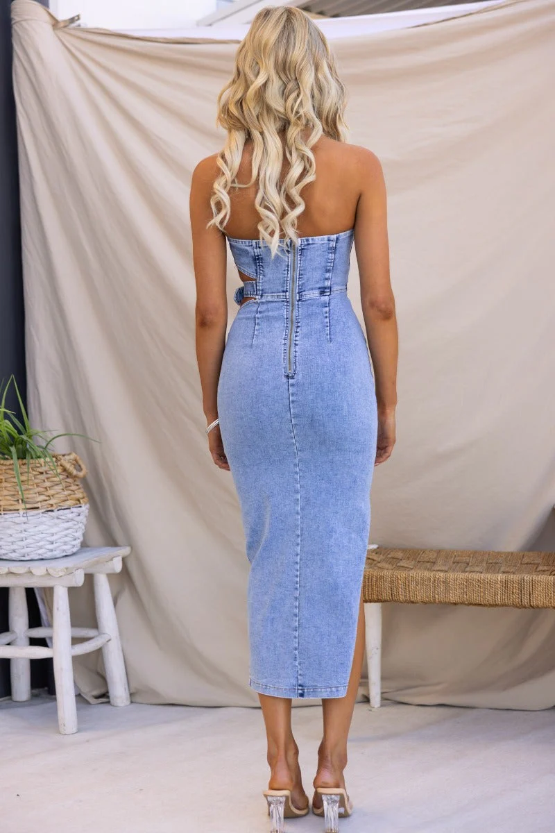 Valentina Denim Midi Dress - Image 5